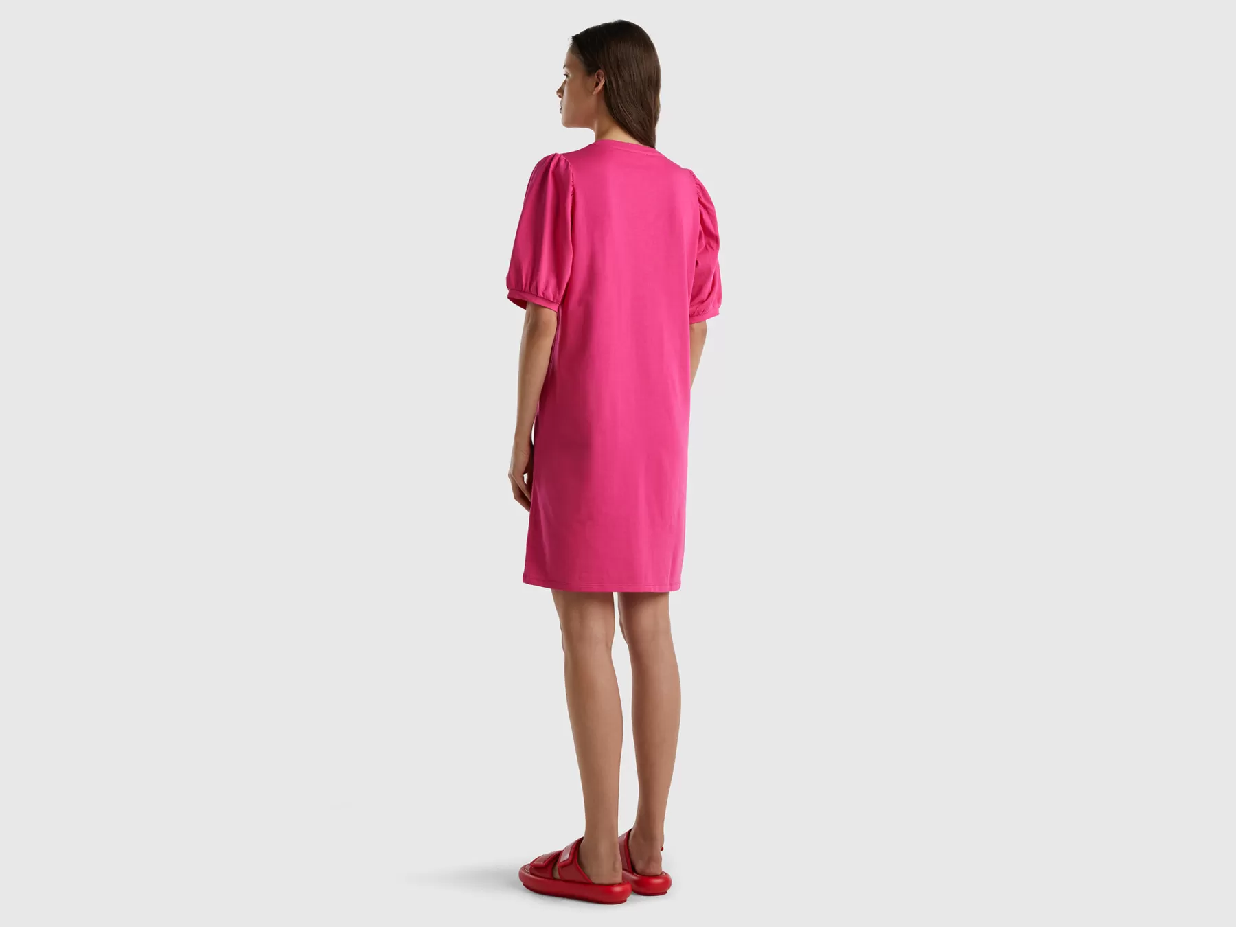 Benetton Abito Corto In Puro Cotone Fucsia Cheap