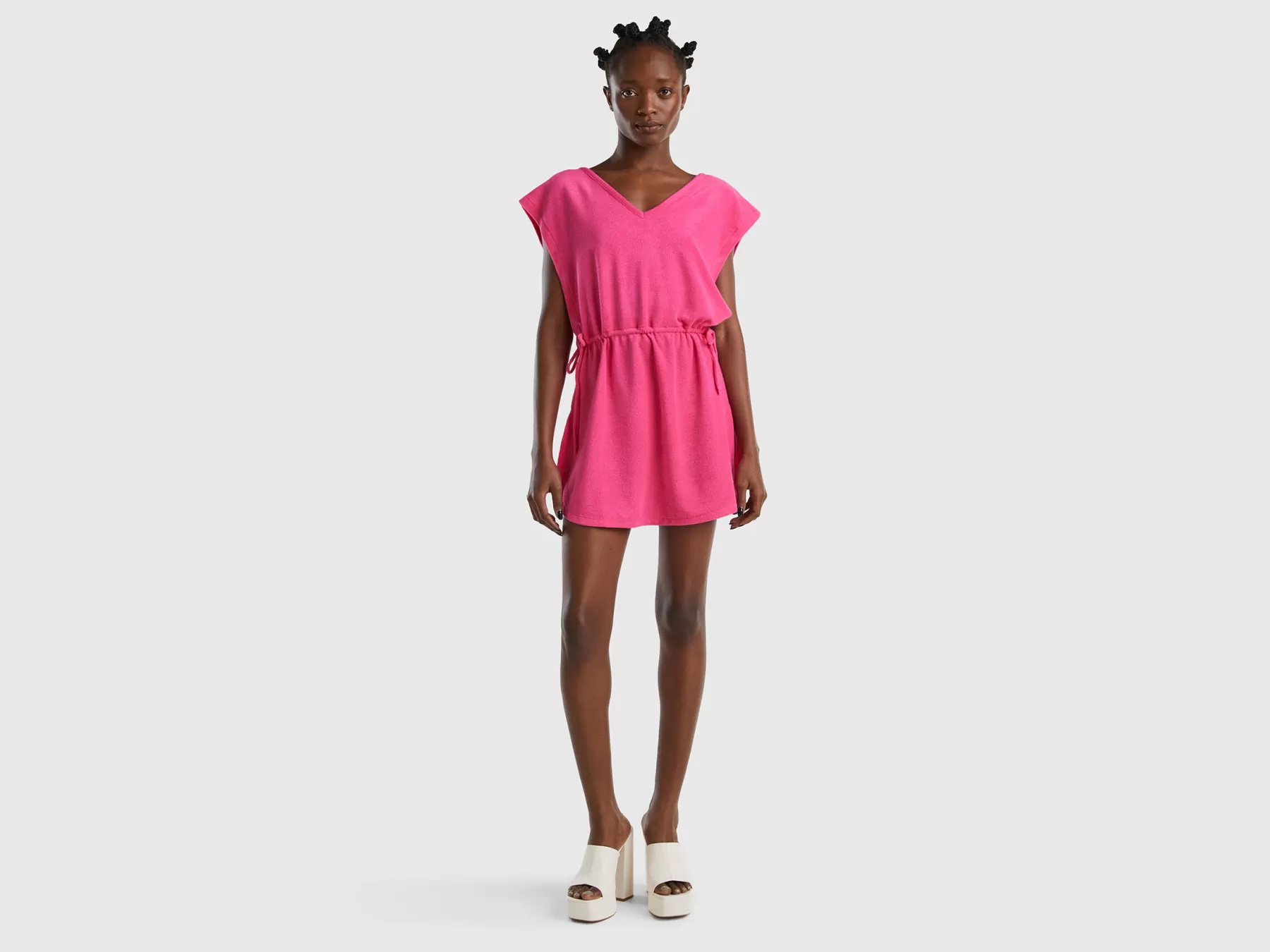 Benetton Abito Corto In Spugna Fucsia Cheap