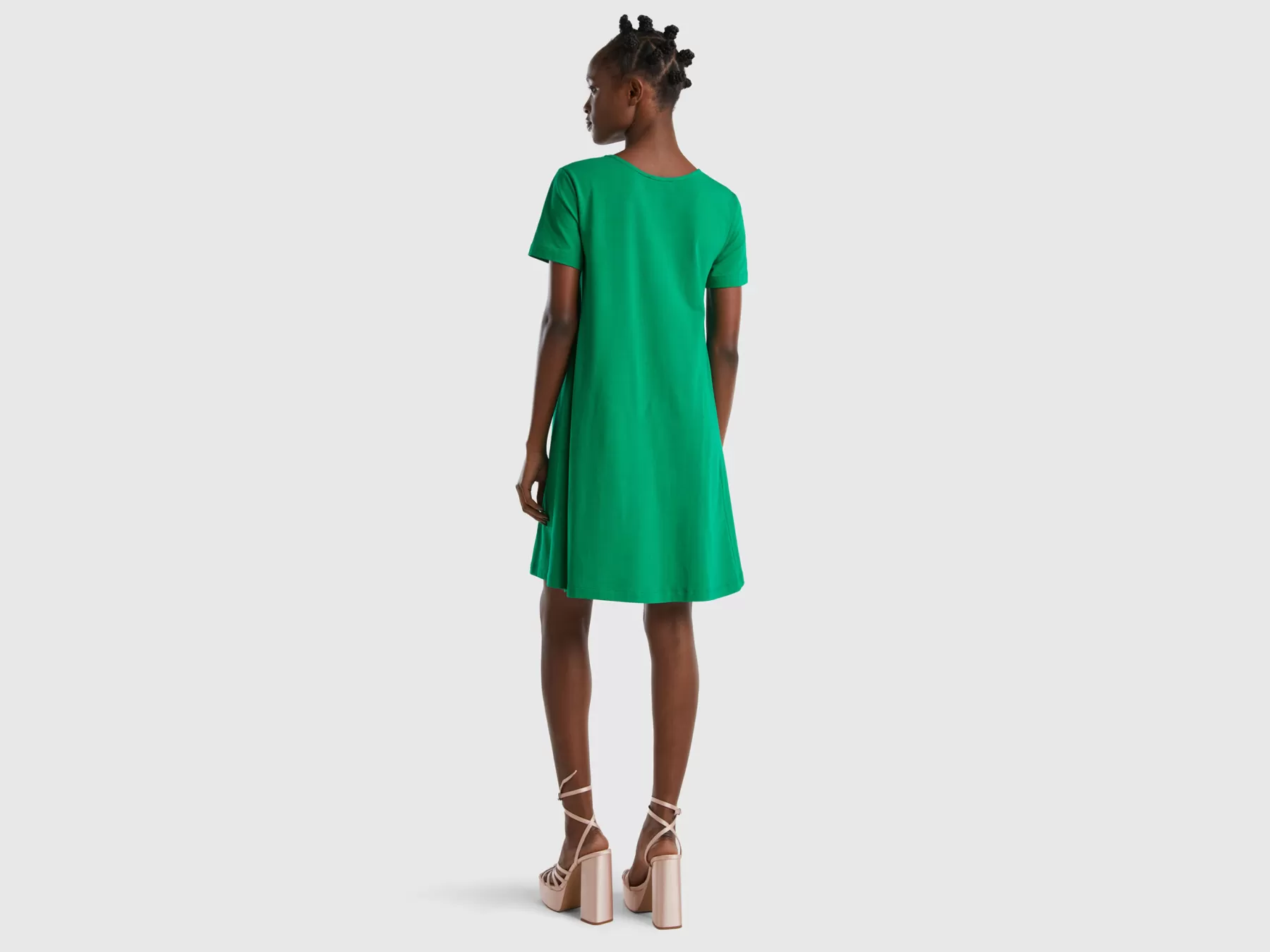 Benetton Abito Corto Svasato Verde Cheap