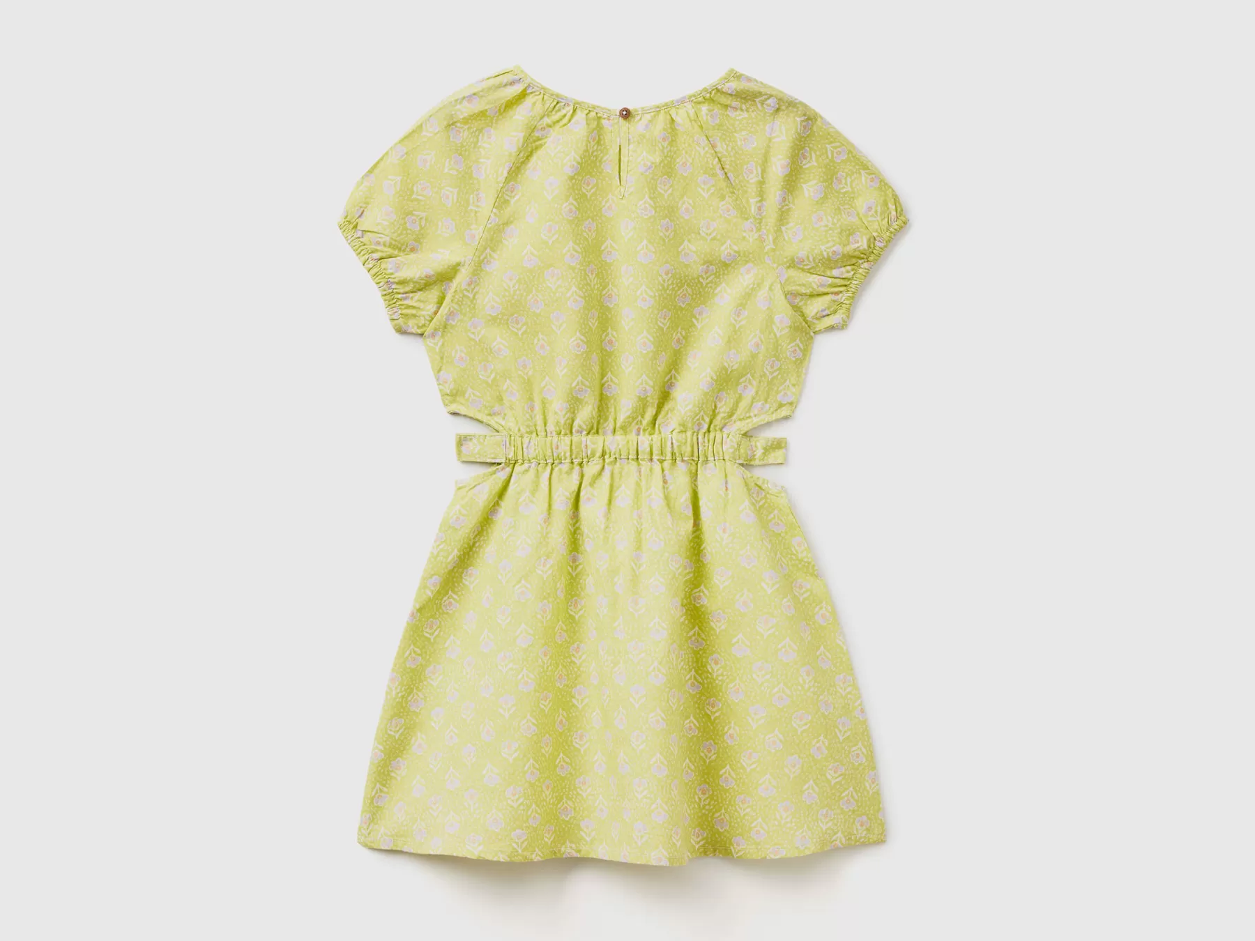 Benetton Abito Fantasia In Misto Lino Lime New