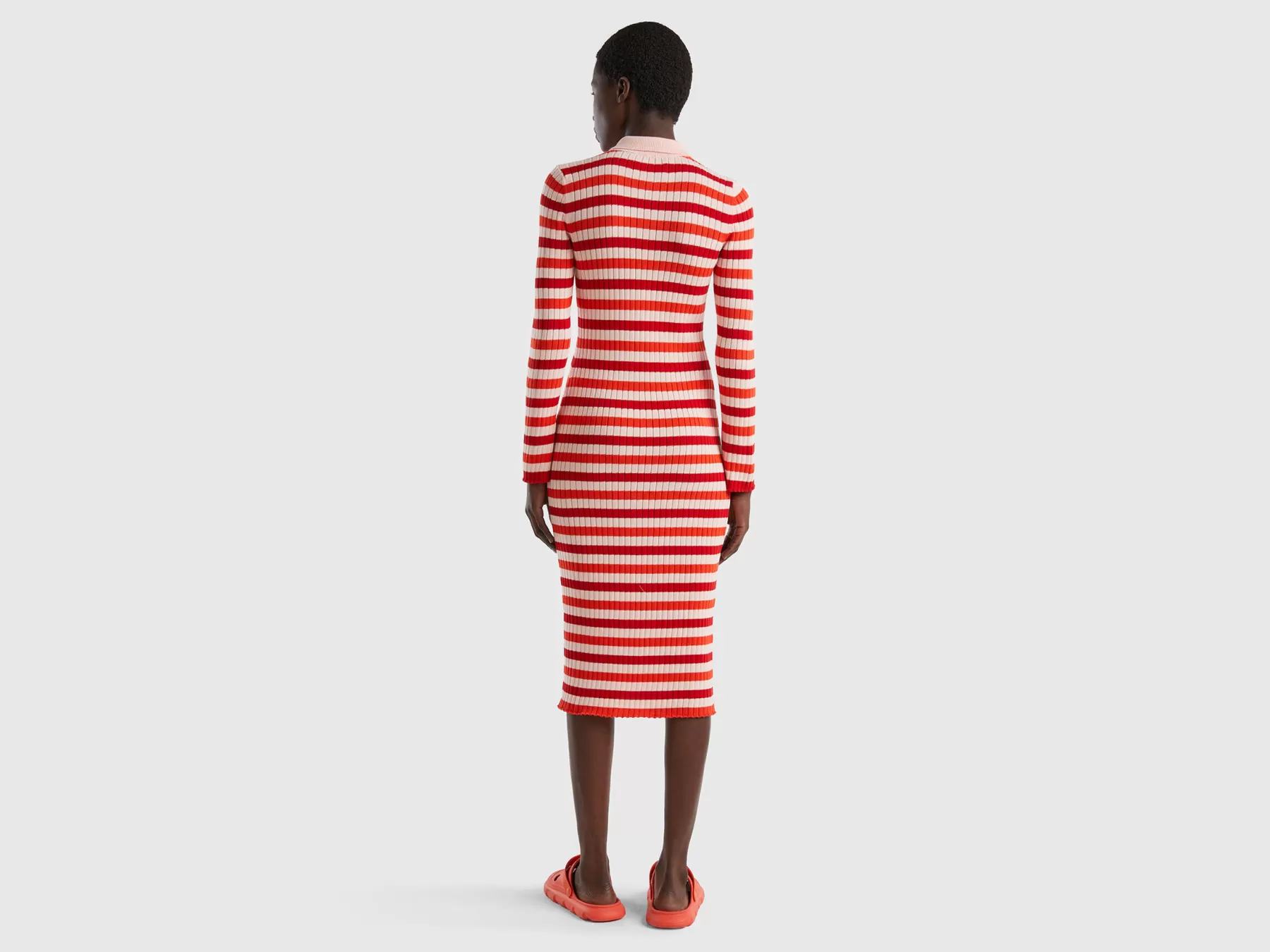 Benetton Abito Midi A Righe Rosso Best