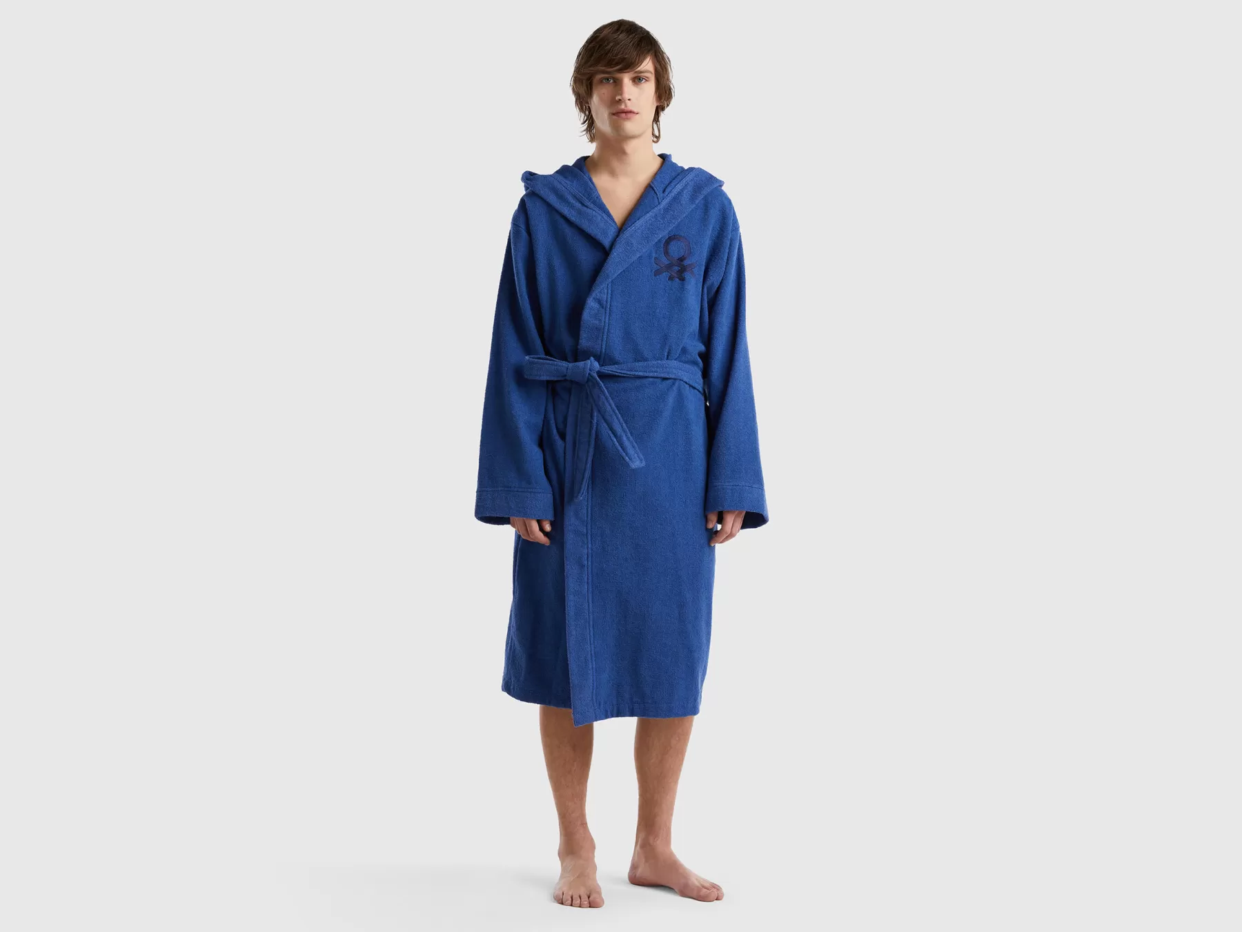 Benetton Accappatoio In Cotone Biologico Blu Scuro Fashion