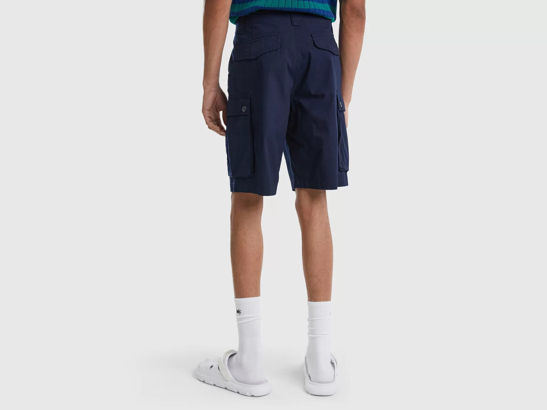 Benetton Bermuda Cargo In Puro Cotone Blu Scuro Best Sale