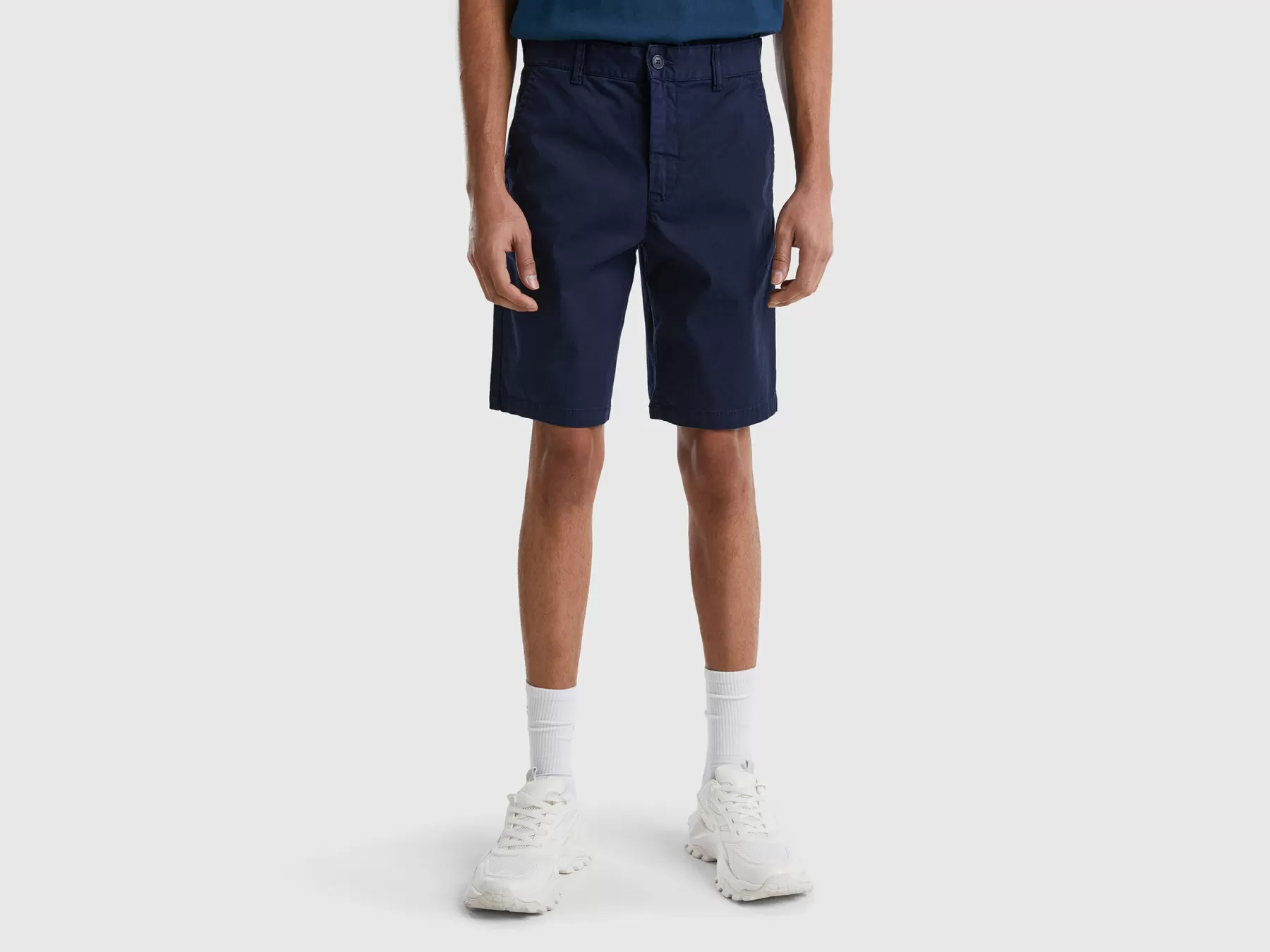 Benetton Bermuda Chino In Cotone Stretch Blu Scuro Cheap