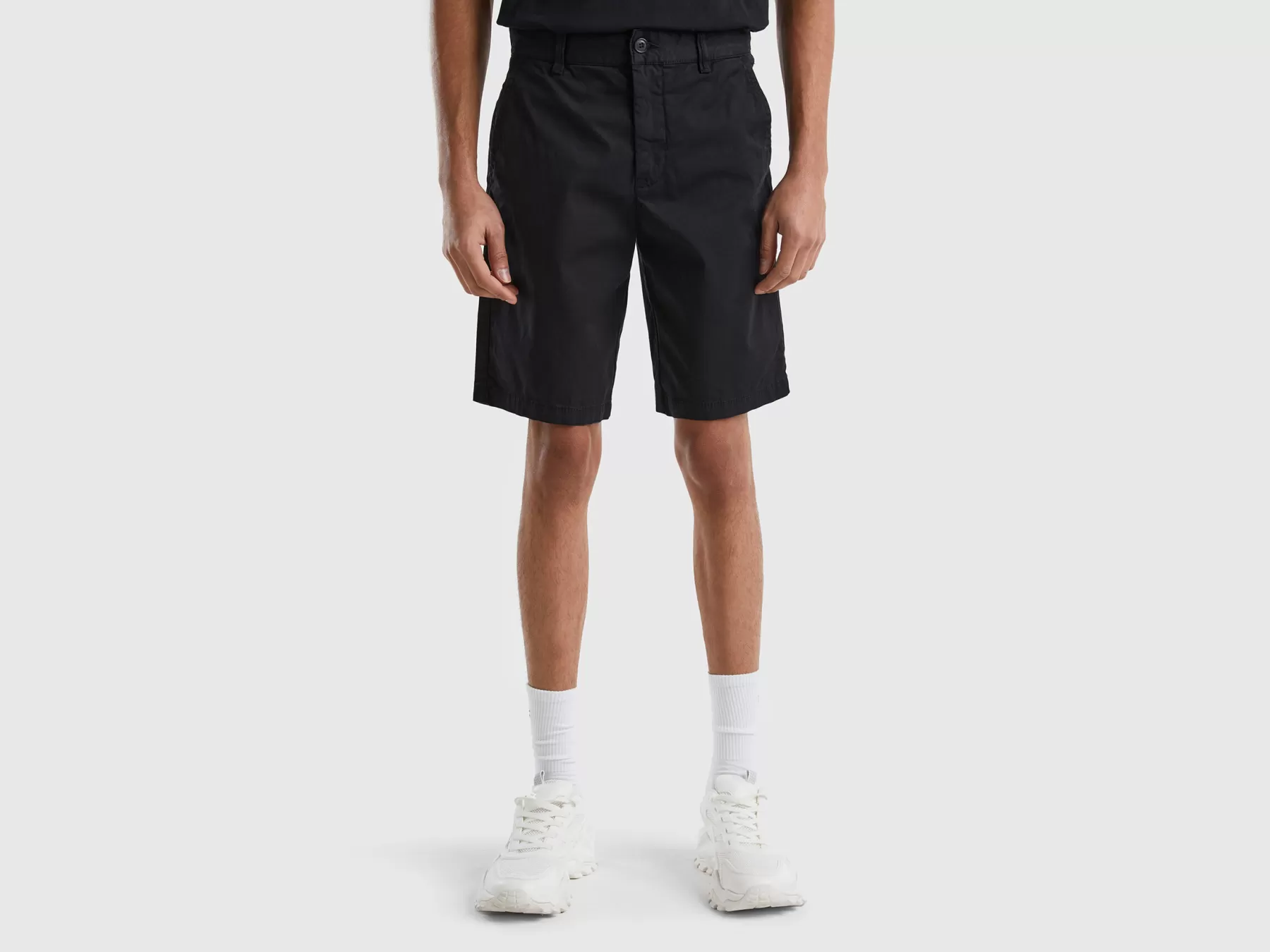 Benetton Bermuda Chino In Cotone Stretch Nero Cheap