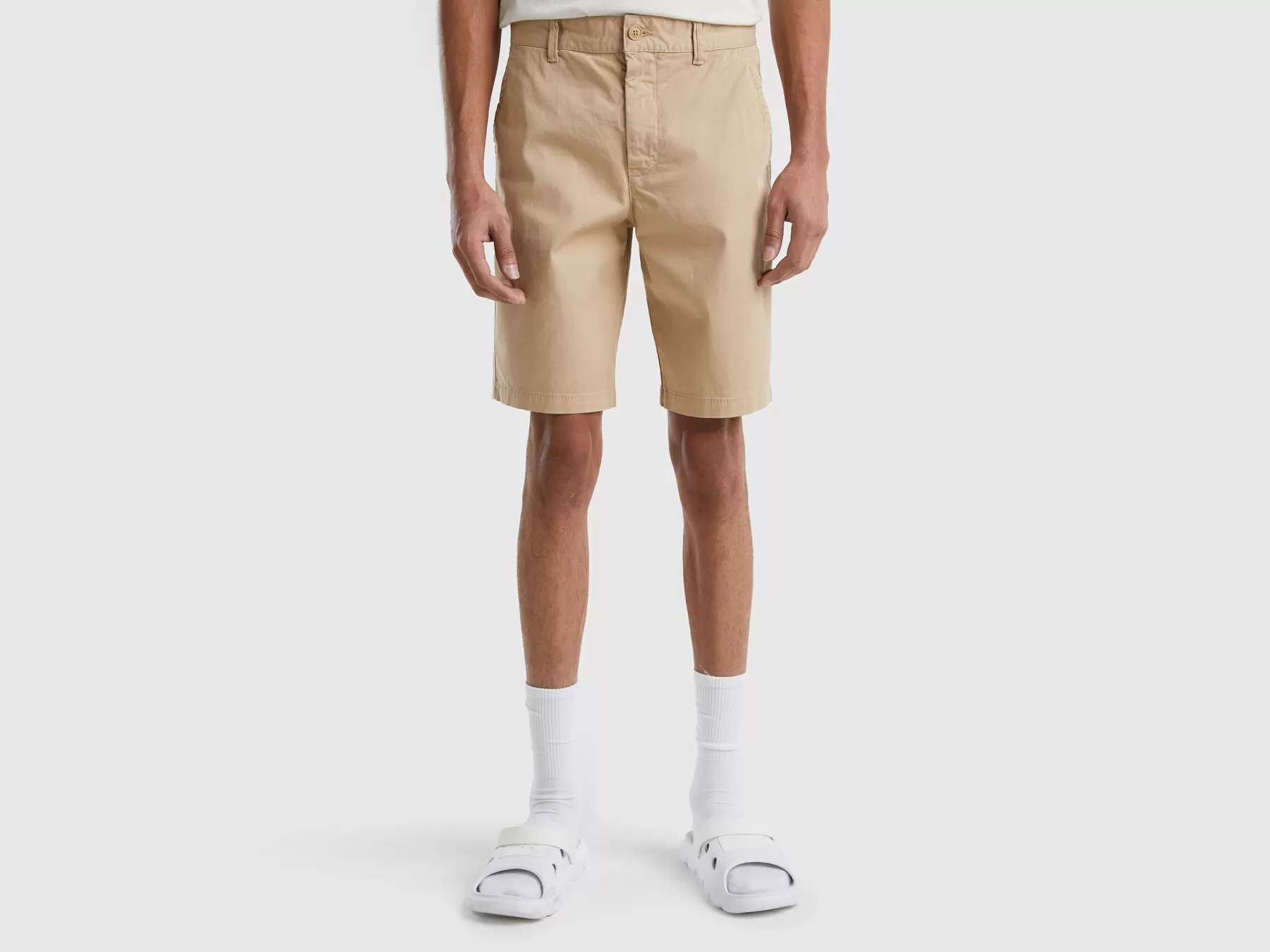 Benetton Bermuda Chino In Cotone Stretch Beige Sale