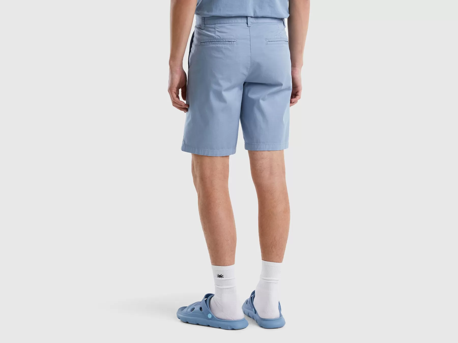 Benetton Bermuda Chino In Cotone Stretch Avio Hot