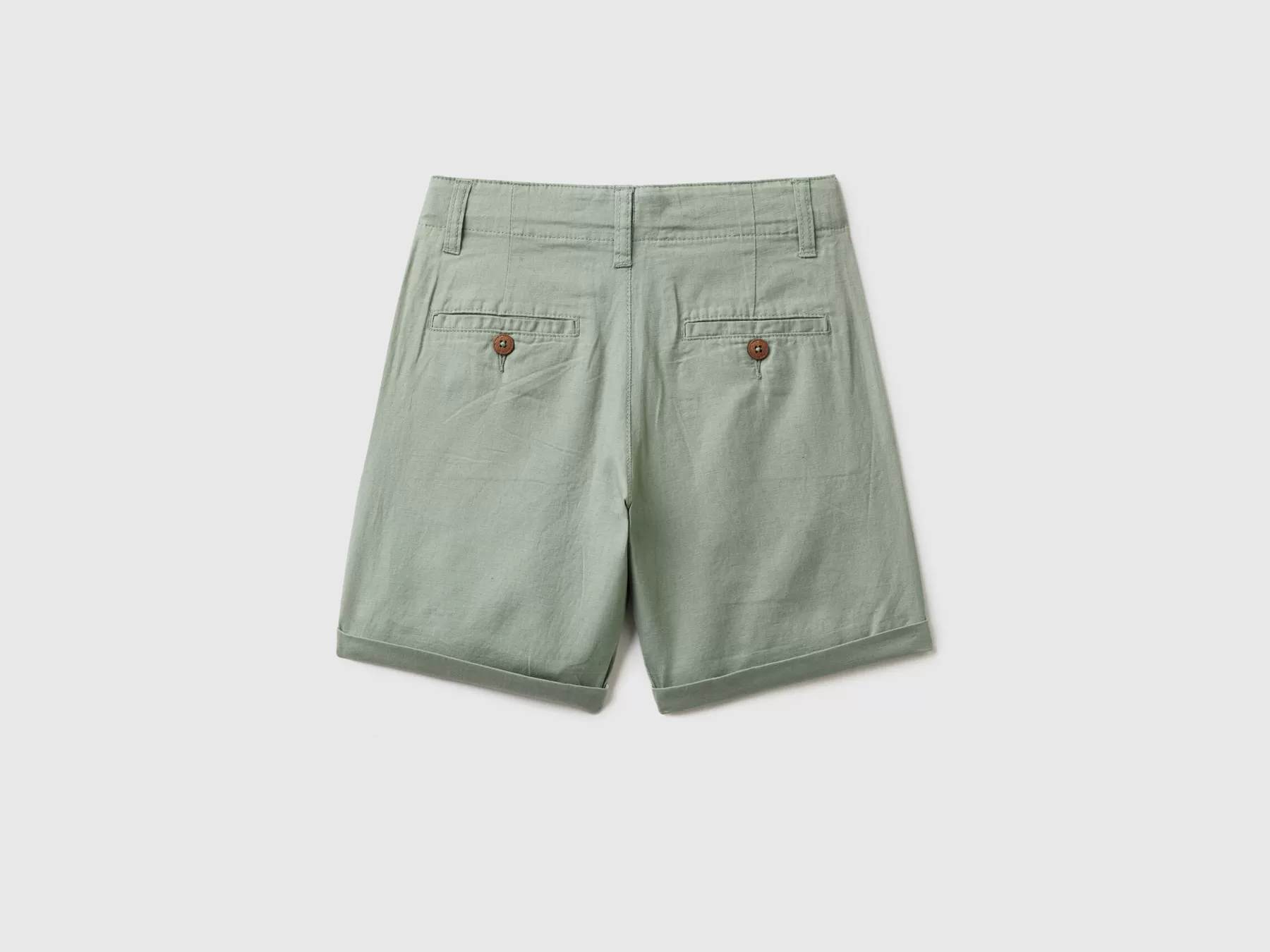 Benetton Bermuda Chino In Misto Lino Verde Fashion