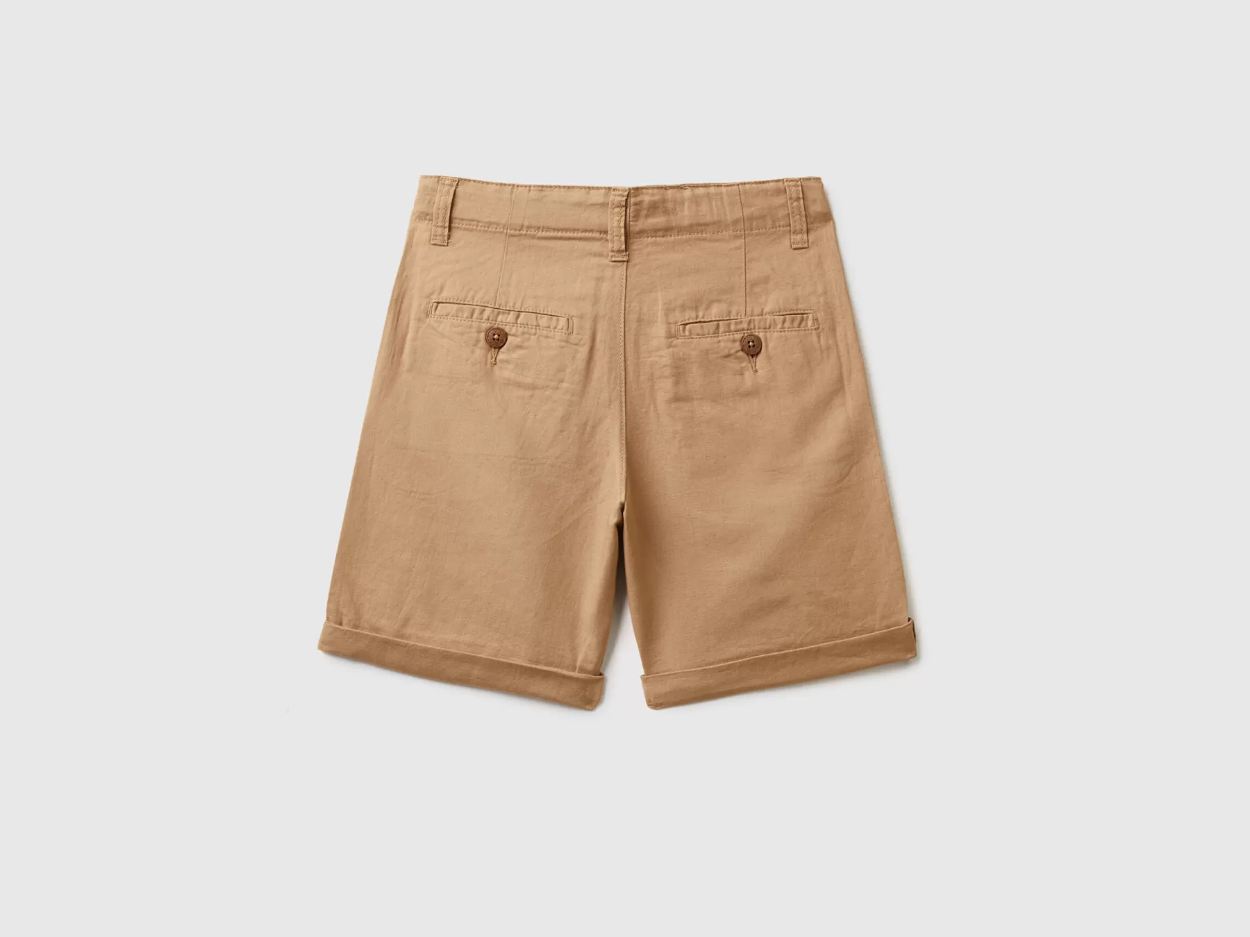 Benetton Bermuda Chino In Misto Lino Cammello Sale