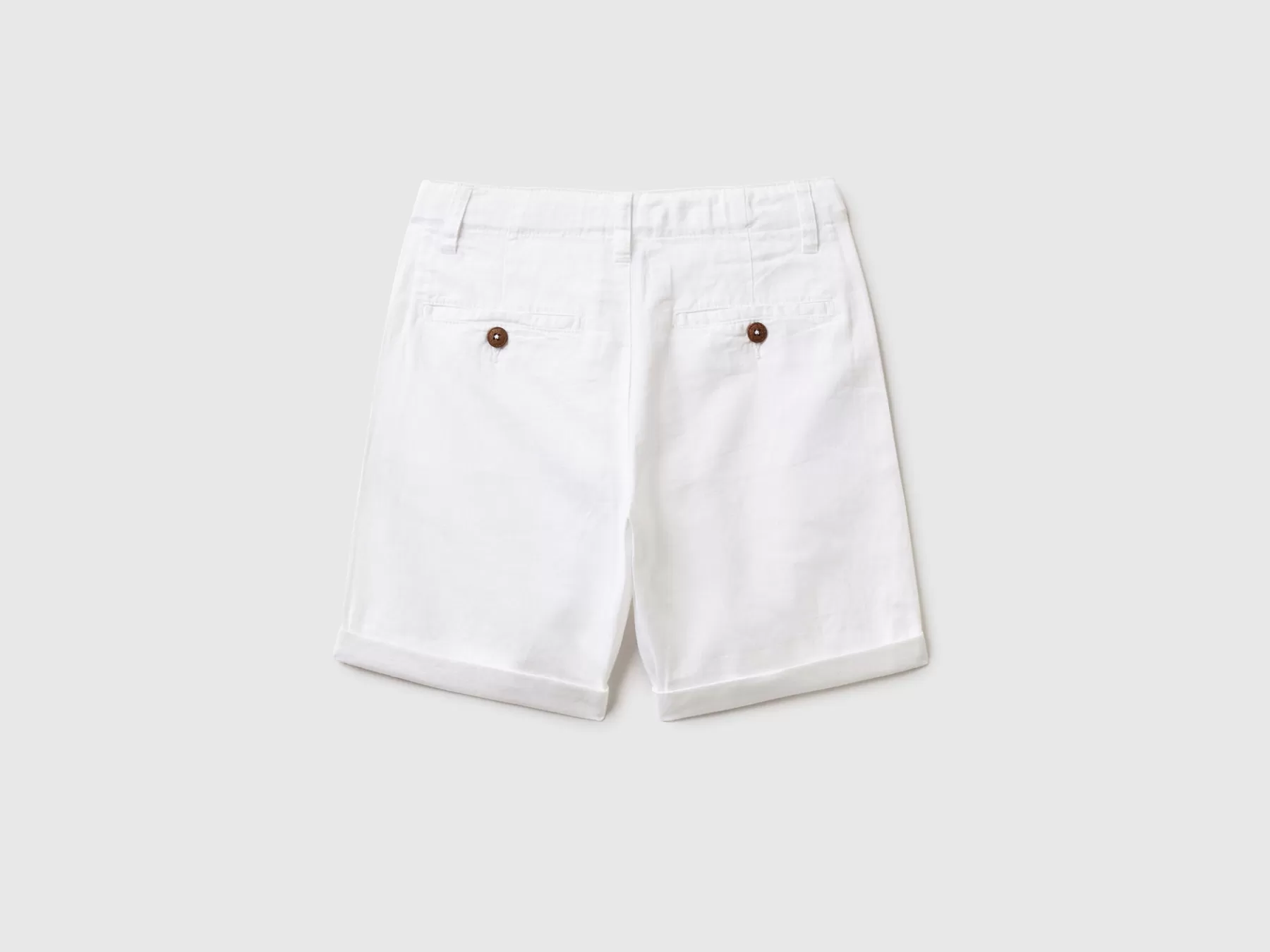 Benetton Bermuda Chino In Misto Lino Bianco Cheap