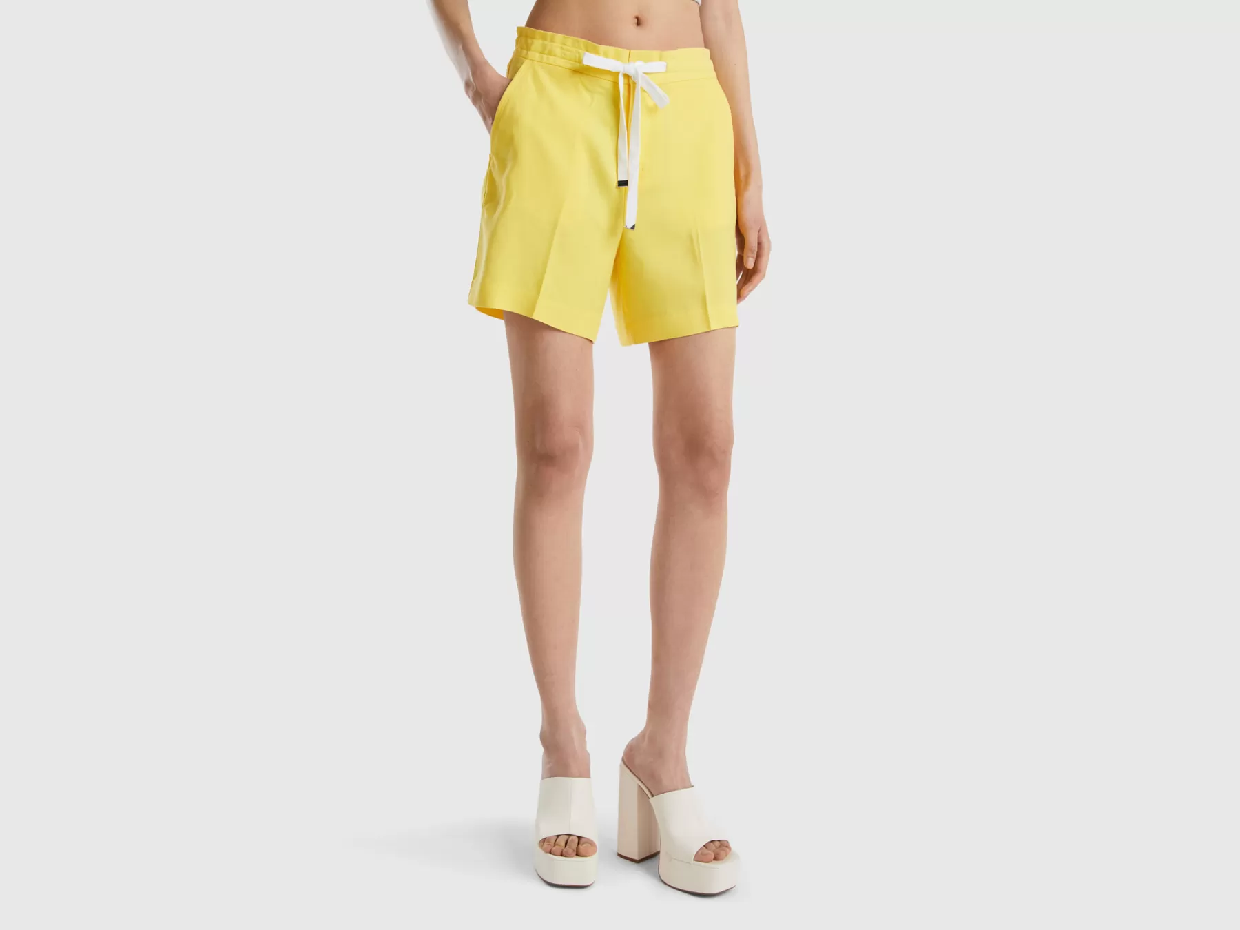 Benetton Bermuda Con Coulisse Giallo Sale