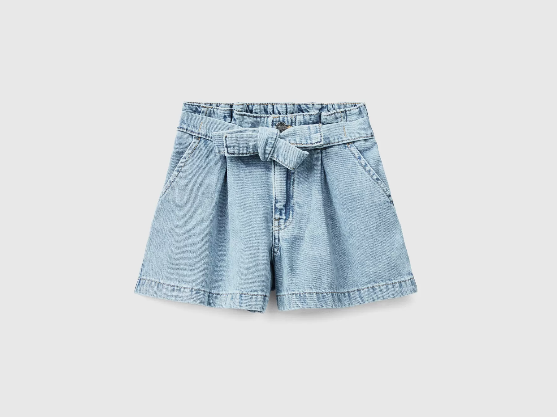 Benetton Bermuda Di Jeans Con Fusciacca Celeste Cheap