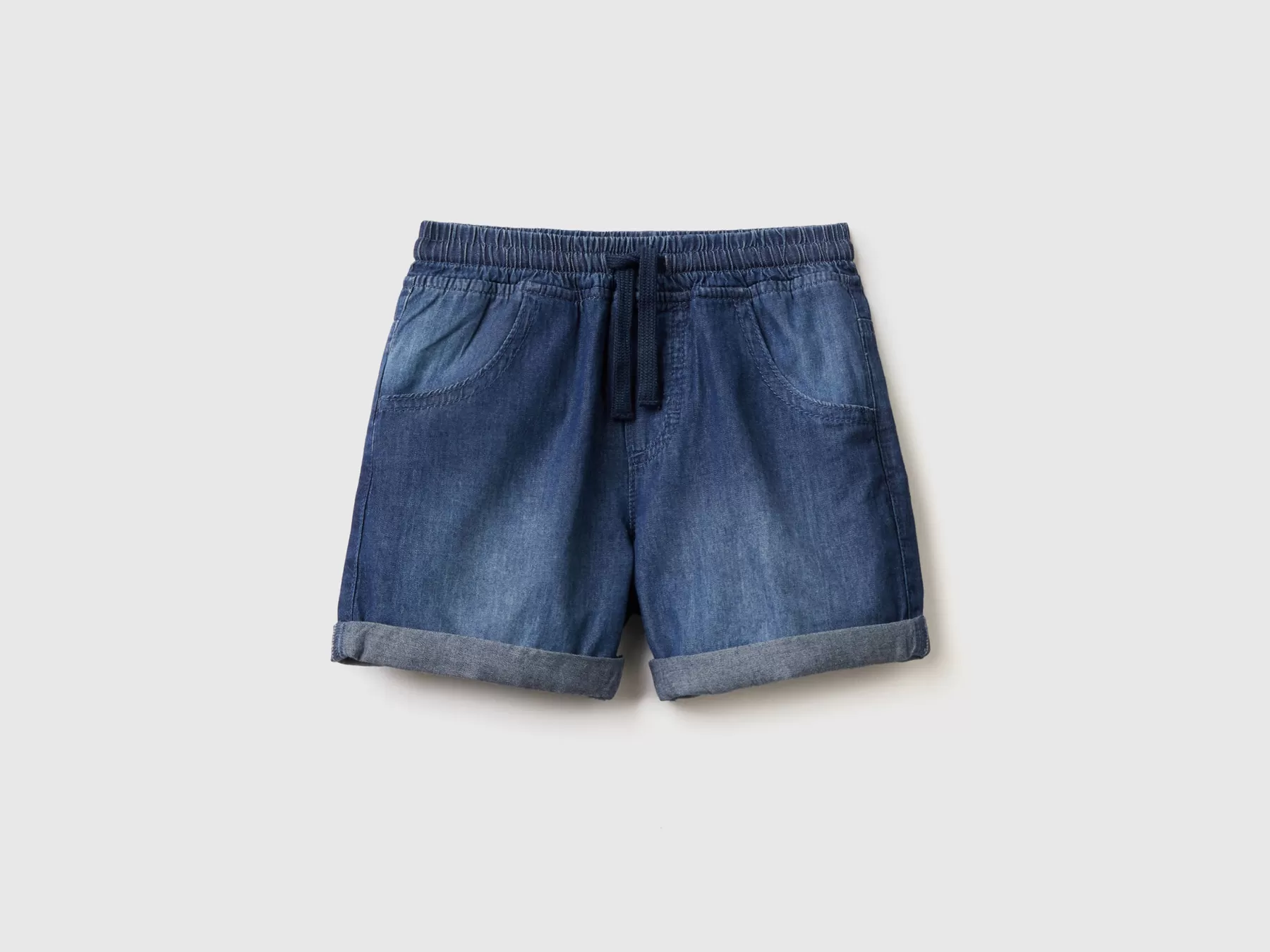 Benetton Bermuda Effetto Jeans Con Coulisse Blu Store