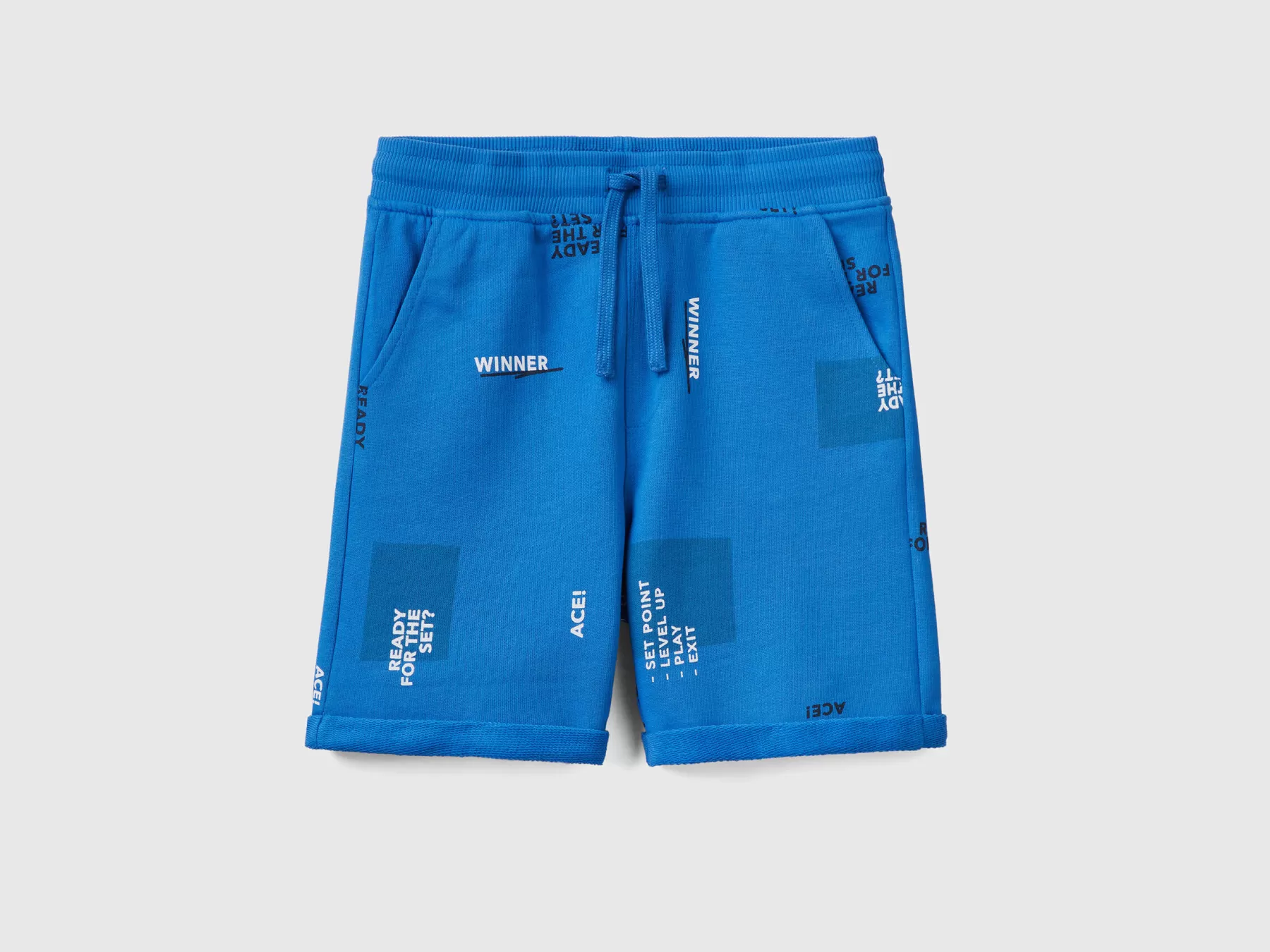 Benetton Bermuda Fantasia In Felpa Azzurro Store