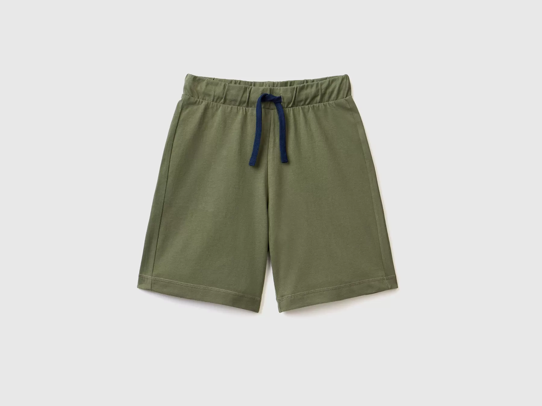 Benetton Bermuda In 100% Cotone Verde Militare Cheap