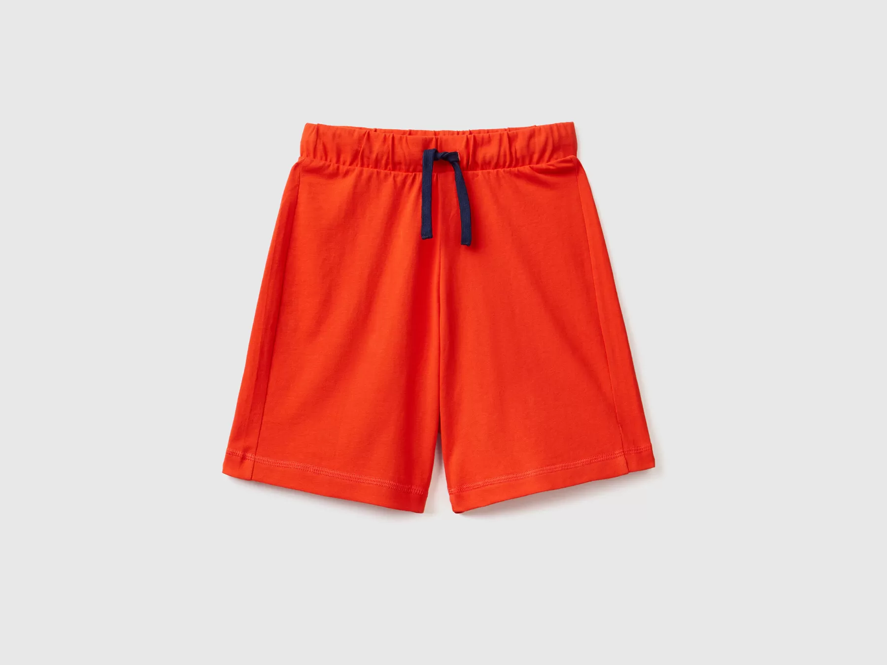 Benetton Bermuda In 100% Cotone Rosso Corallo Fashion