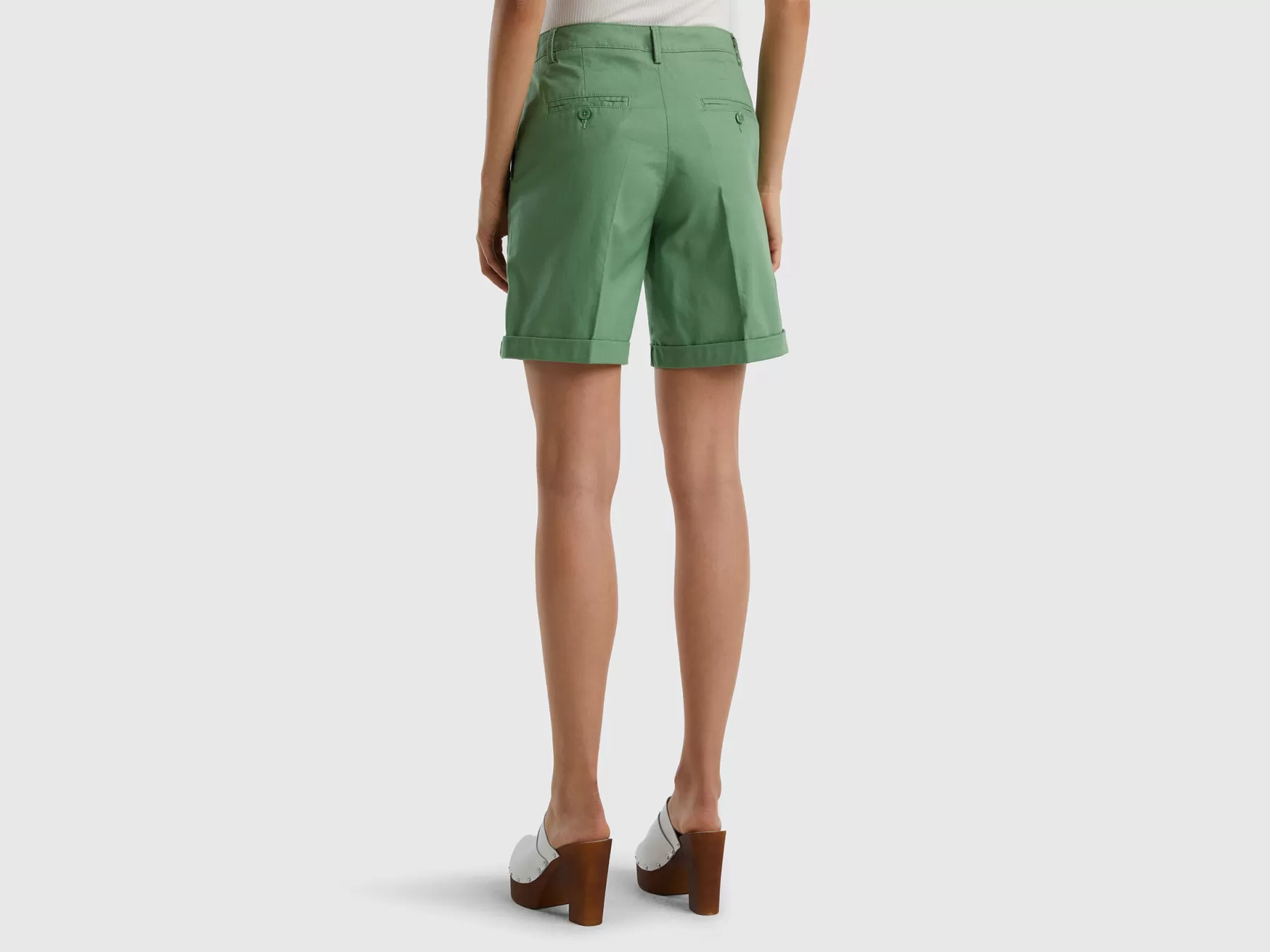 Benetton Bermuda In Cotone Elasticizzato Verde Shop