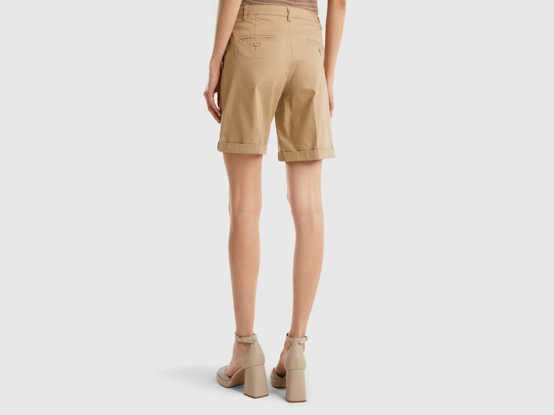 Benetton Bermuda In Cotone Elasticizzato Beige Clearance