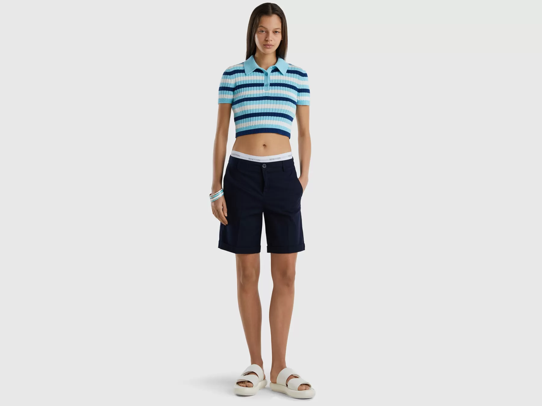 Benetton Bermuda In Cotone Elasticizzato Blu Scuro Best Sale