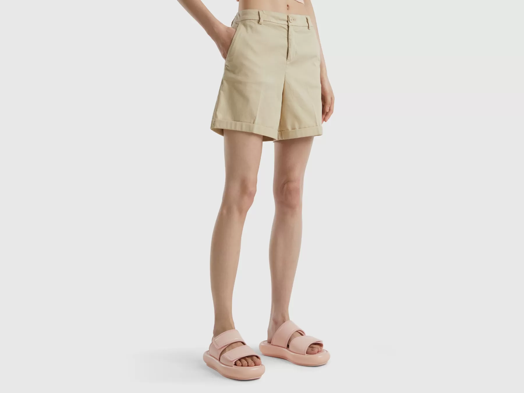 Benetton Bermuda In Cotone Stretch Beige Discount