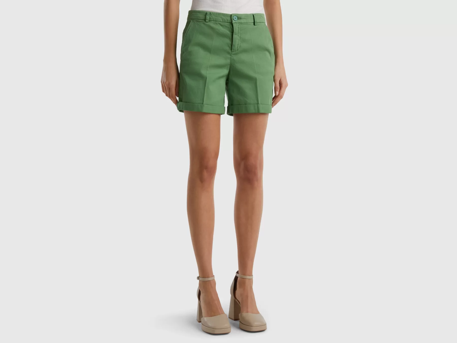 Benetton Bermuda In Cotone Stretch Verde Best Sale