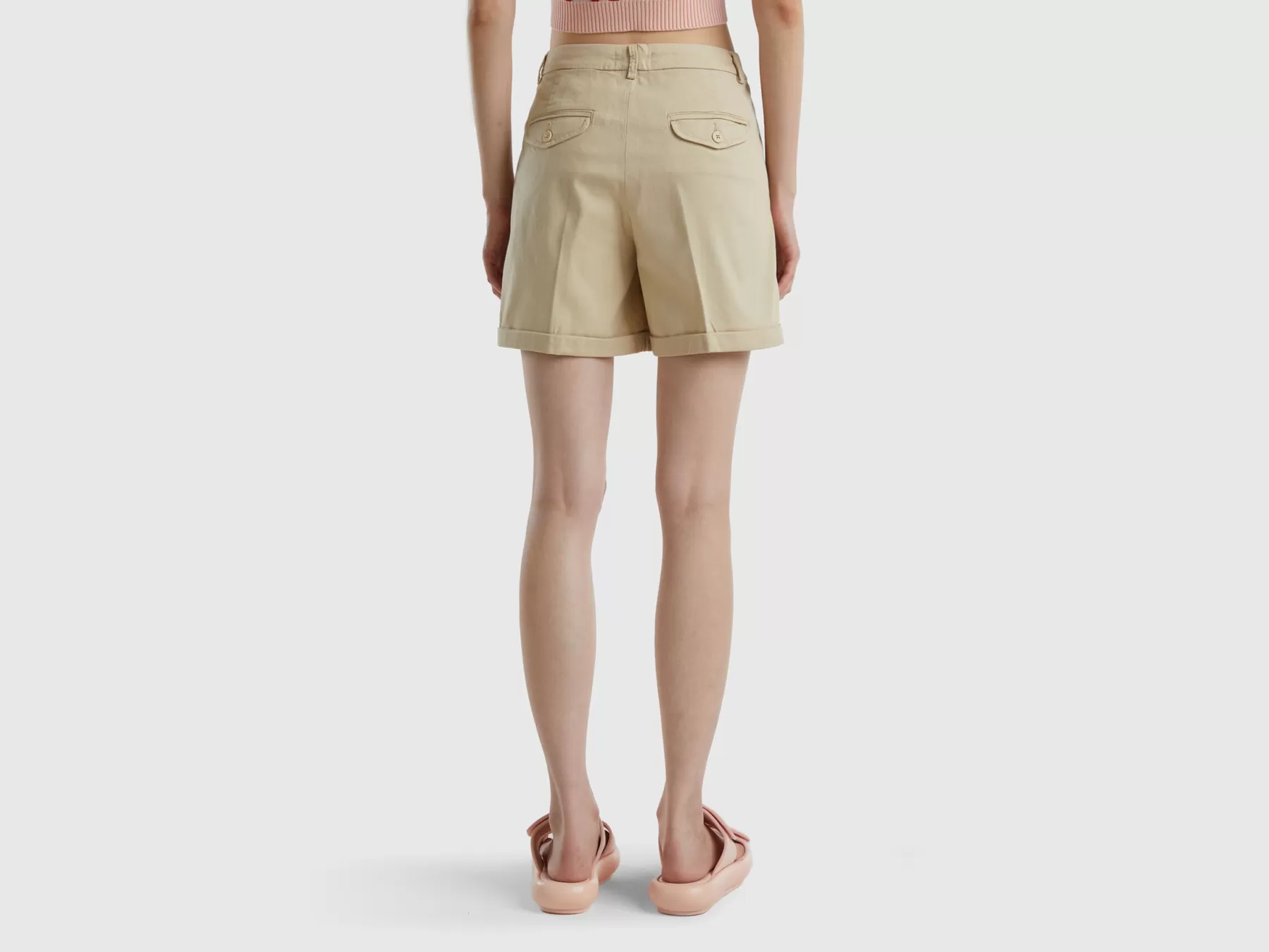 Benetton Bermuda In Cotone Stretch Beige Discount