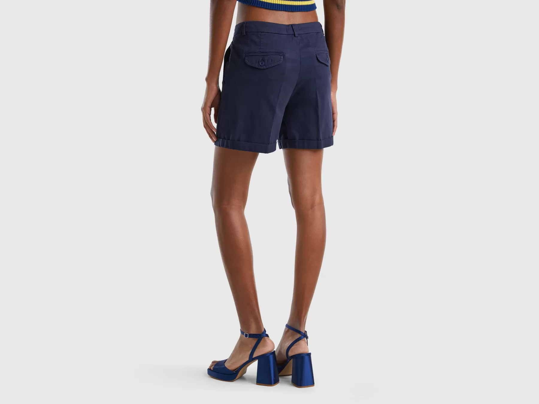 Benetton Bermuda In Cotone Stretch Blu Scuro Online