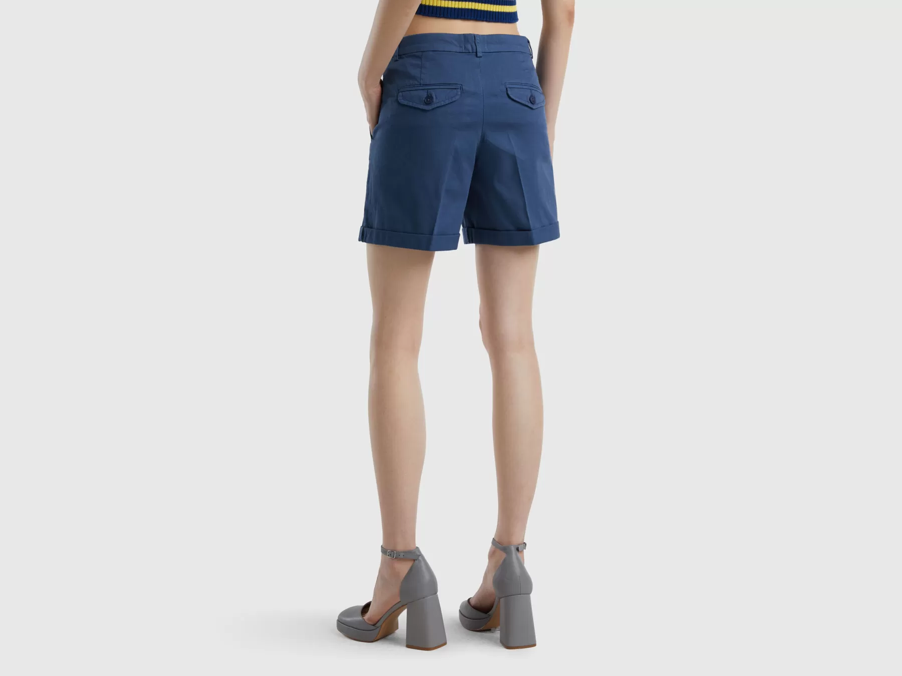 Benetton Bermuda In Cotone Stretch Blu Best Sale