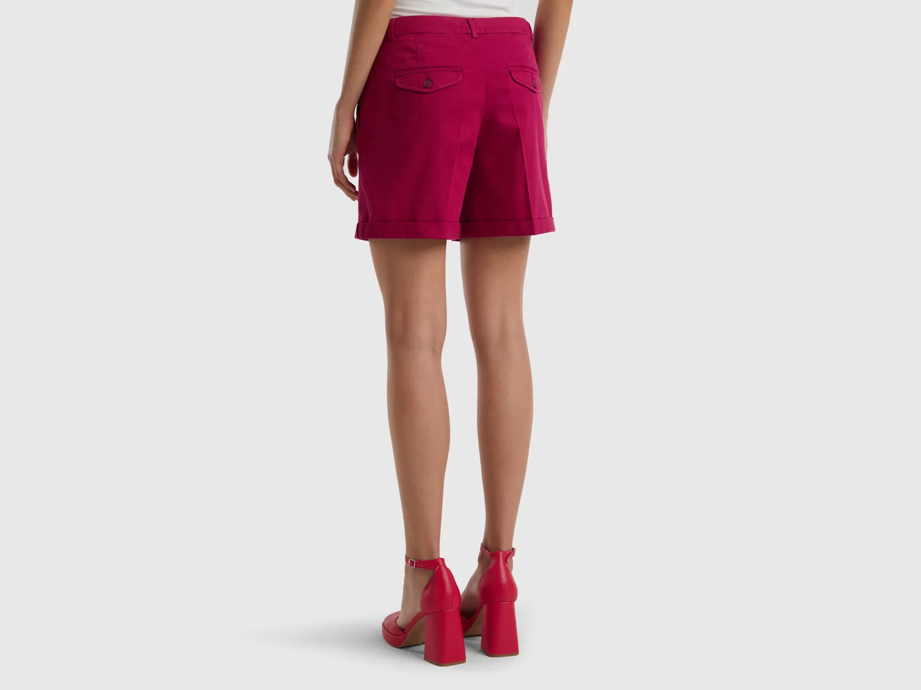 Benetton Bermuda In Cotone Stretch Fucsia Store