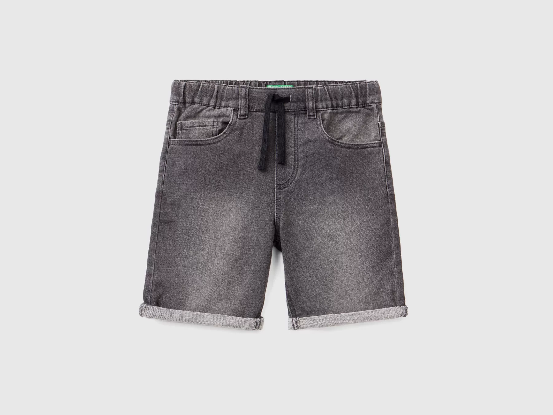 Benetton Bermuda In Denim Elasticizzato Grigio Scuro Store