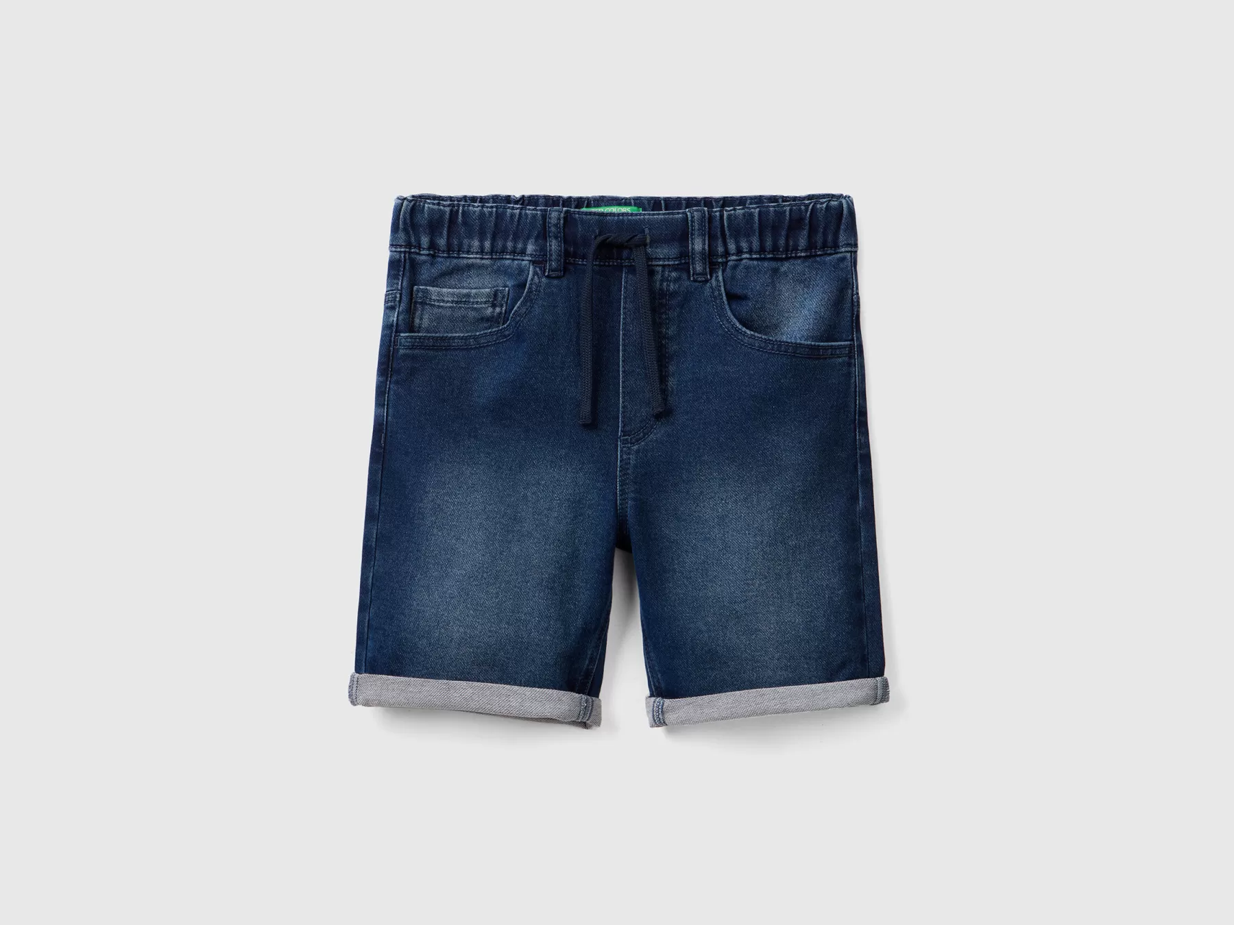 Benetton Bermuda In Denim Elasticizzato Blu Scuro Store