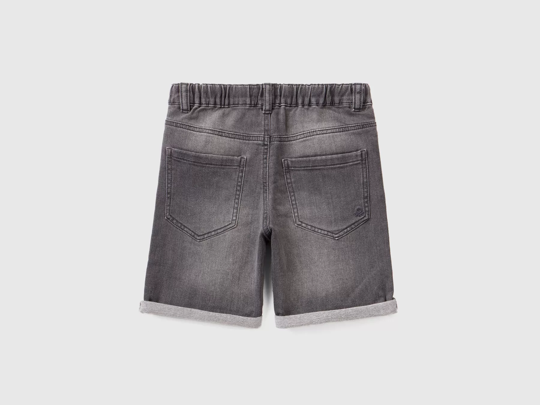 Benetton Bermuda In Denim Elasticizzato Grigio Scuro Store