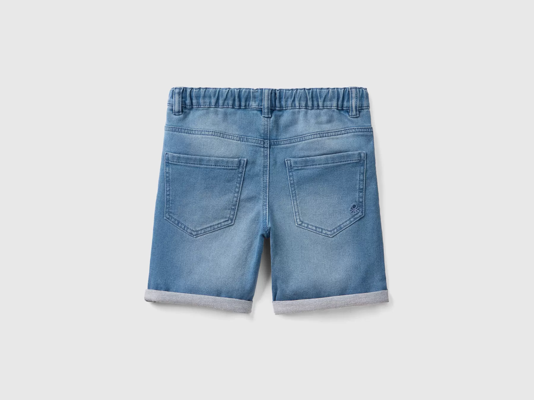 Benetton Bermuda In Denim Elasticizzato Azzurro Cheap