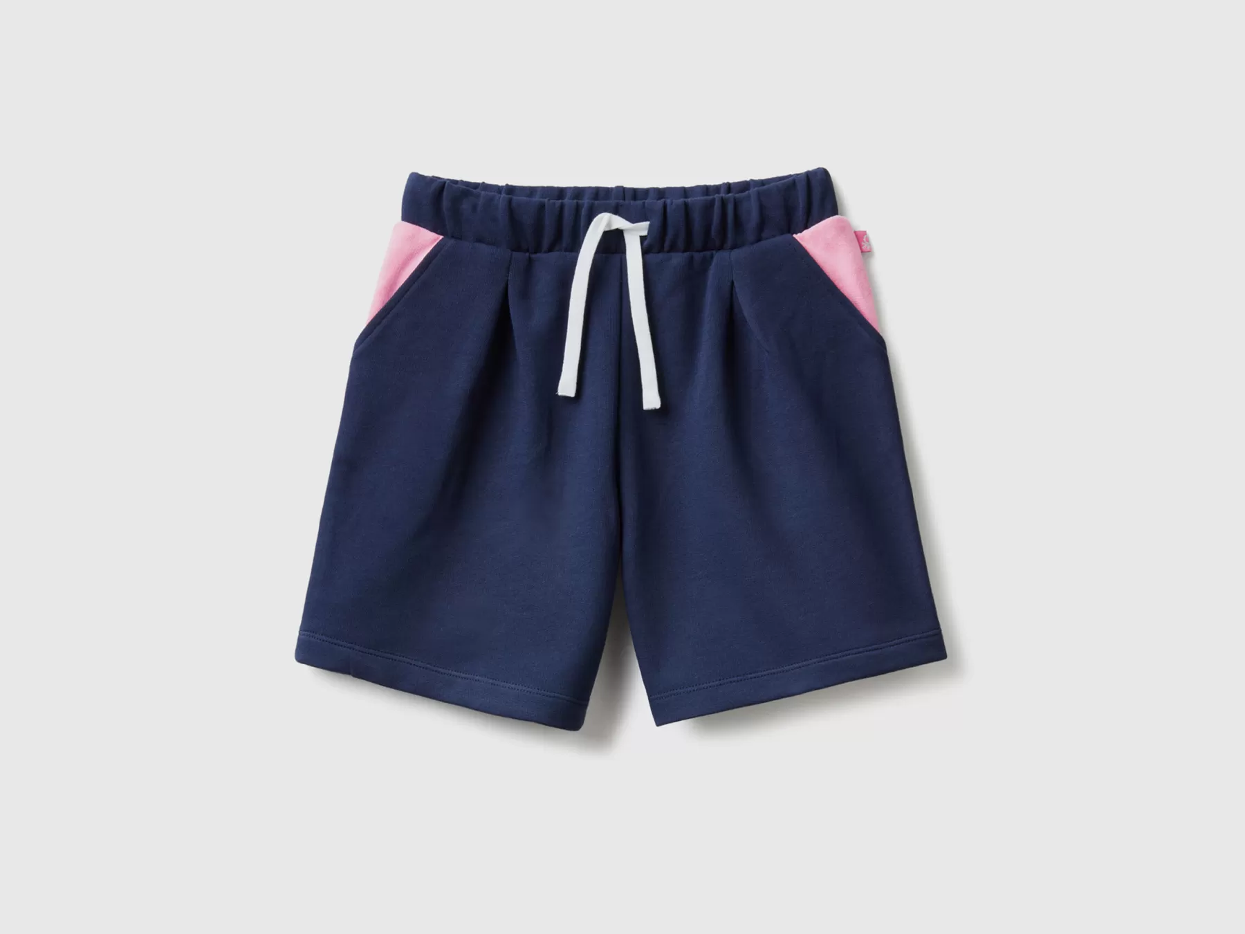 Benetton Bermuda In Felpa 100% Cotone Blu Scuro Sale