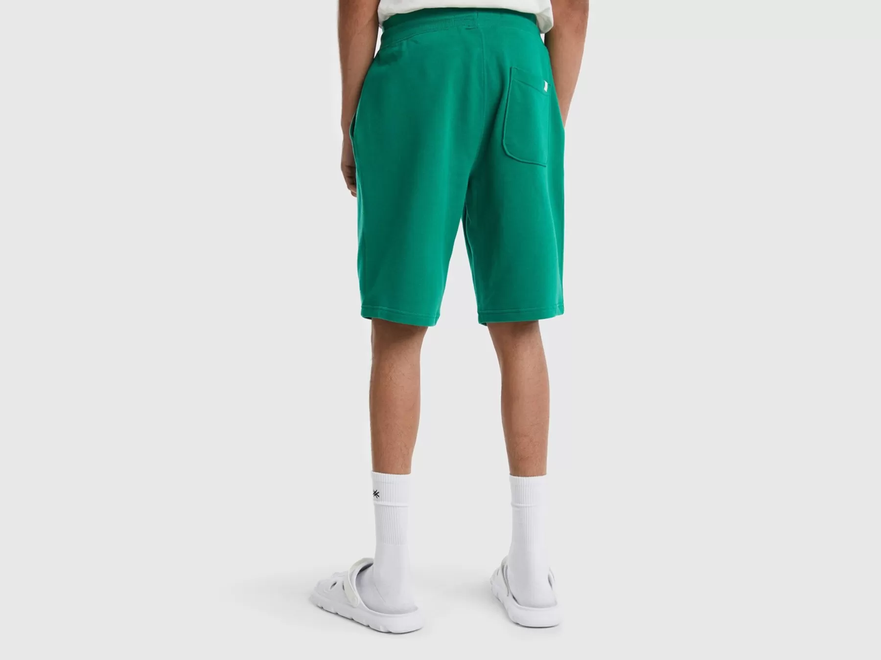 Benetton Bermuda In Felpa 100% Cotone Verde Scuro Flash Sale