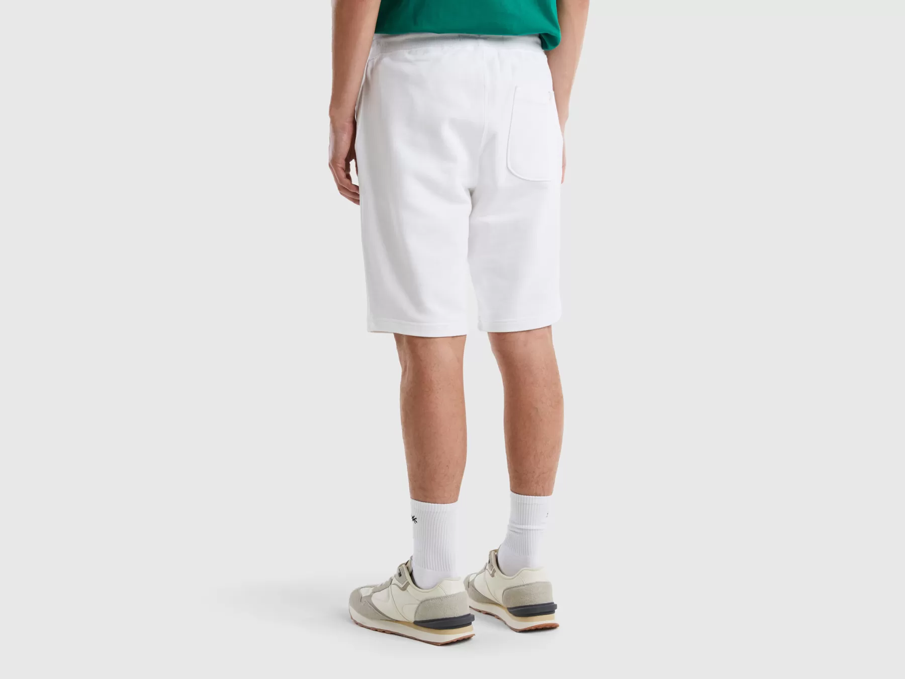 Benetton Bermuda In Felpa 100% Cotone Bianco Cheap