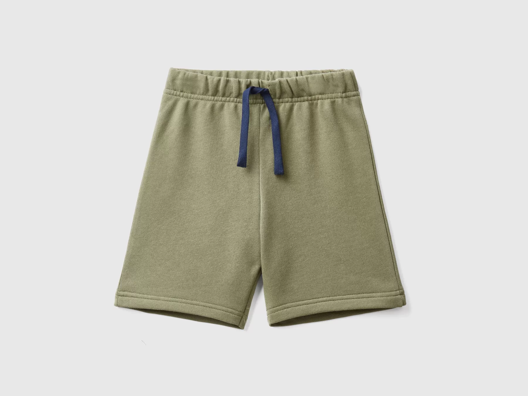 Benetton Bermuda In Felpa 100% Cotone Bio Verde Militare Cheap