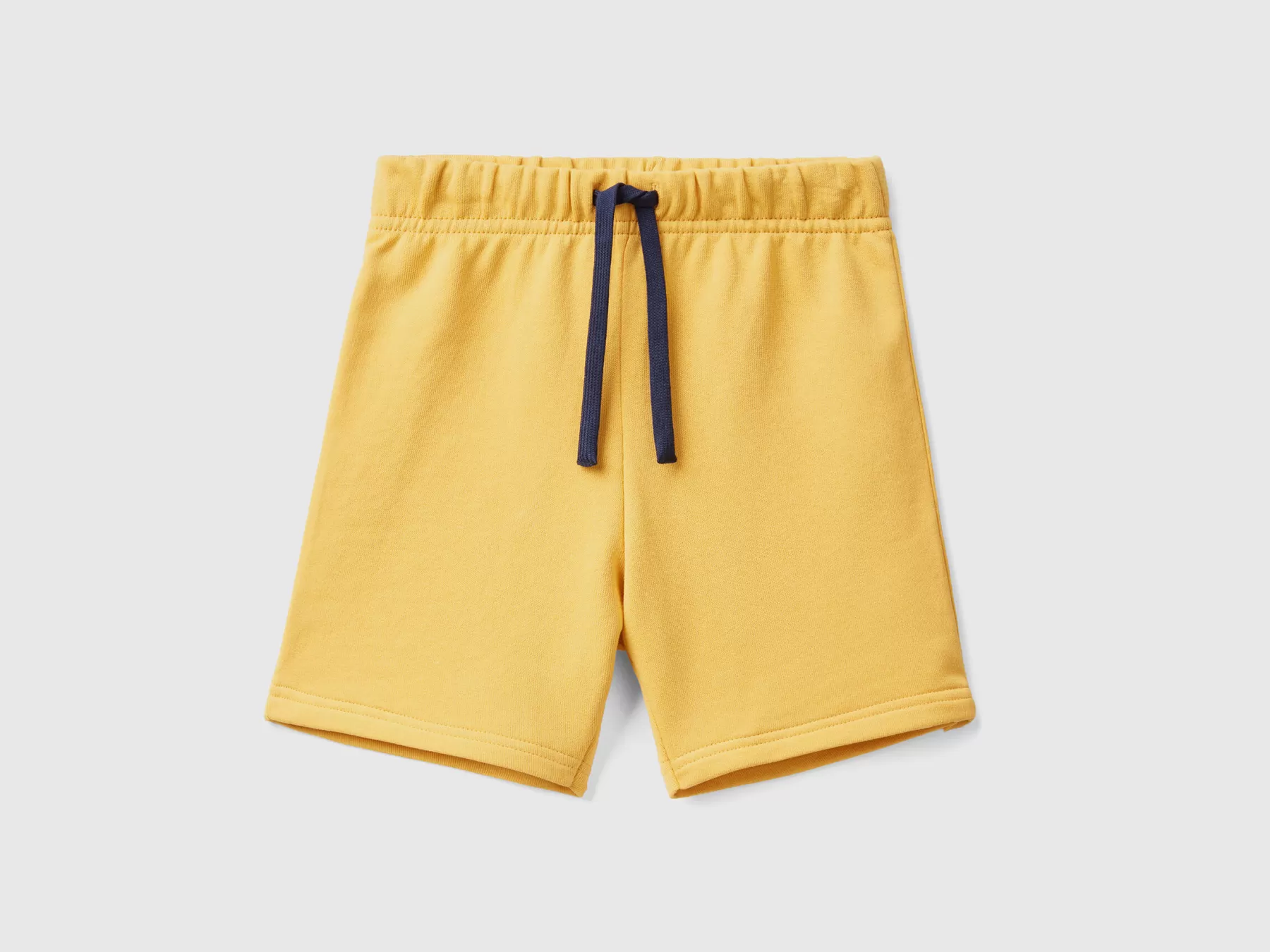 Benetton Bermuda In Felpa 100% Cotone Bio Giallo Shop