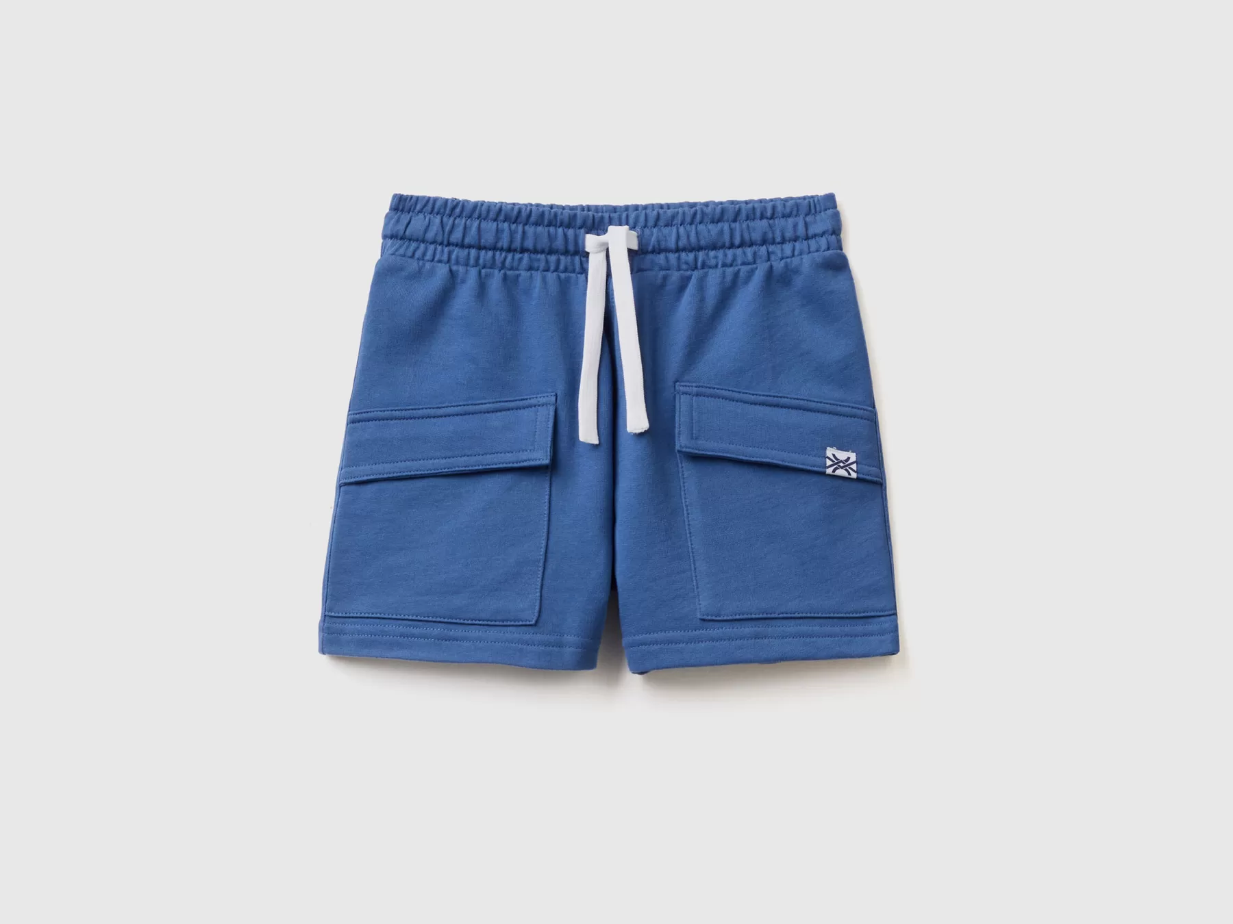 Benetton Bermuda In Felpa Con Tasconi Bluette Best Sale