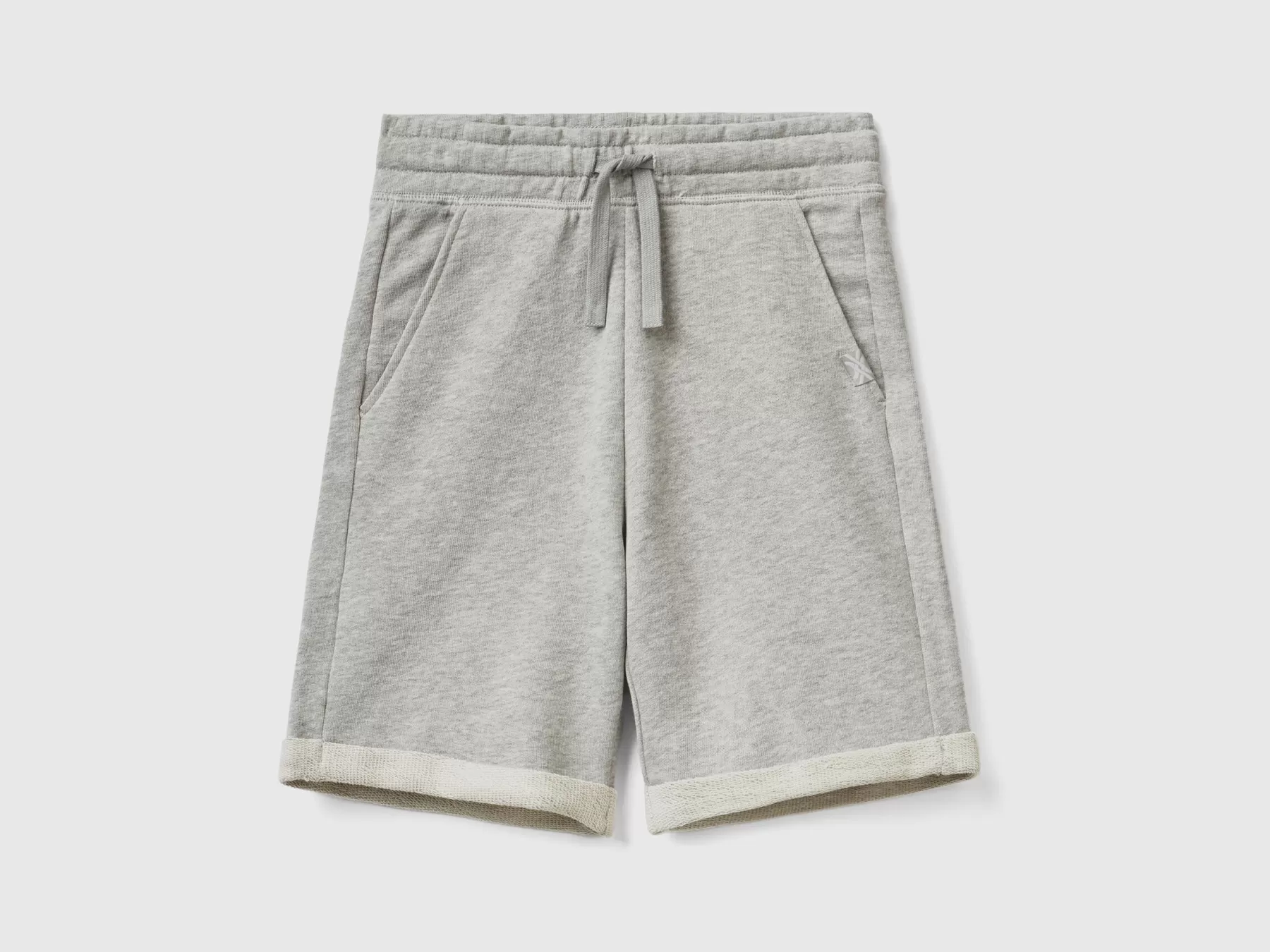 Benetton Bermuda In Felpa Di Puro Cotone Grigio Chiaro Discount