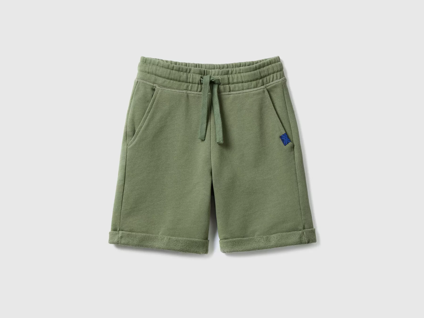 Benetton Bermuda In Felpa Di Puro Cotone Verde Militare Flash Sale