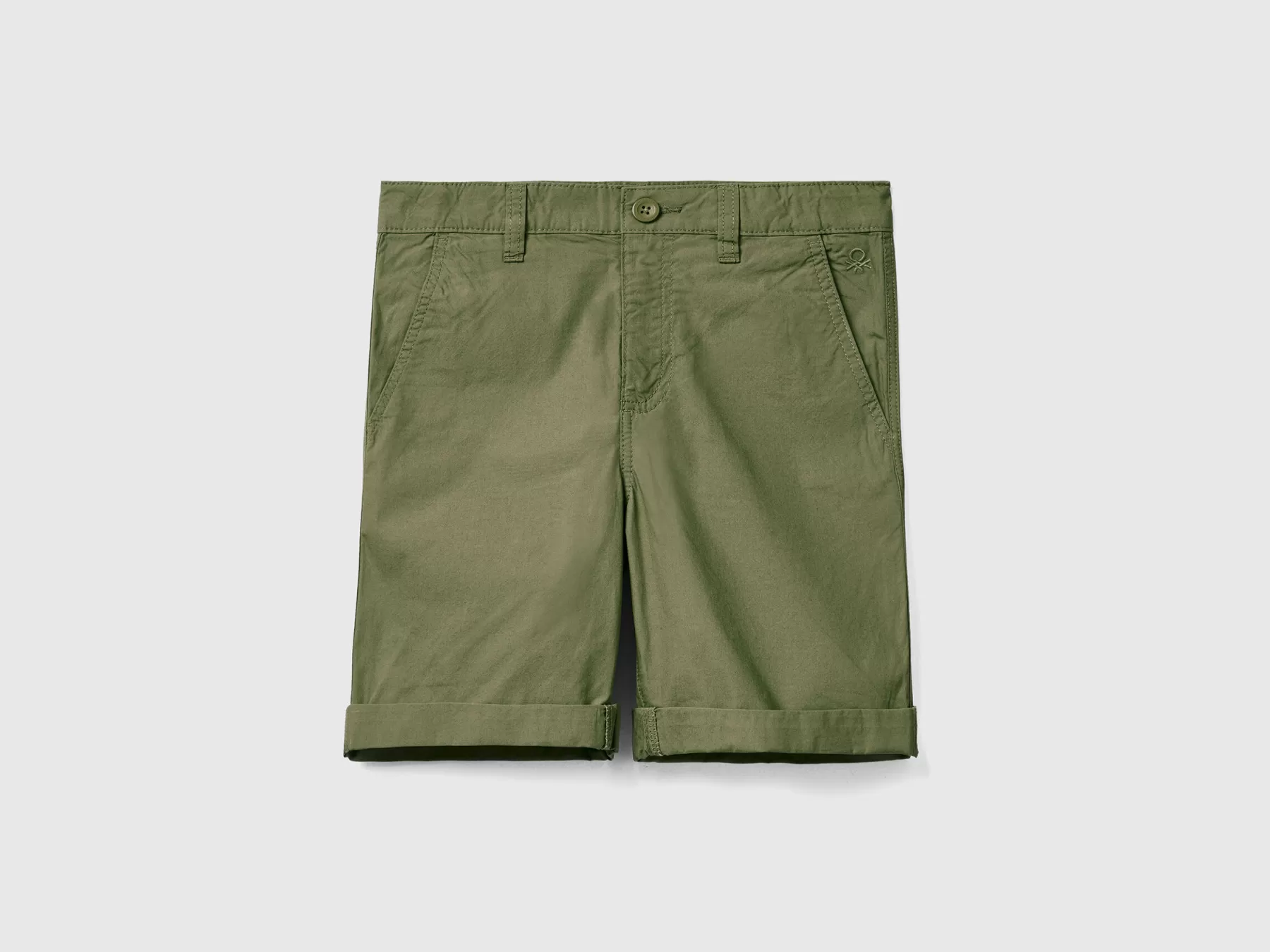 Benetton Bermuda In Puro Cotone Verde Militare Flash Sale