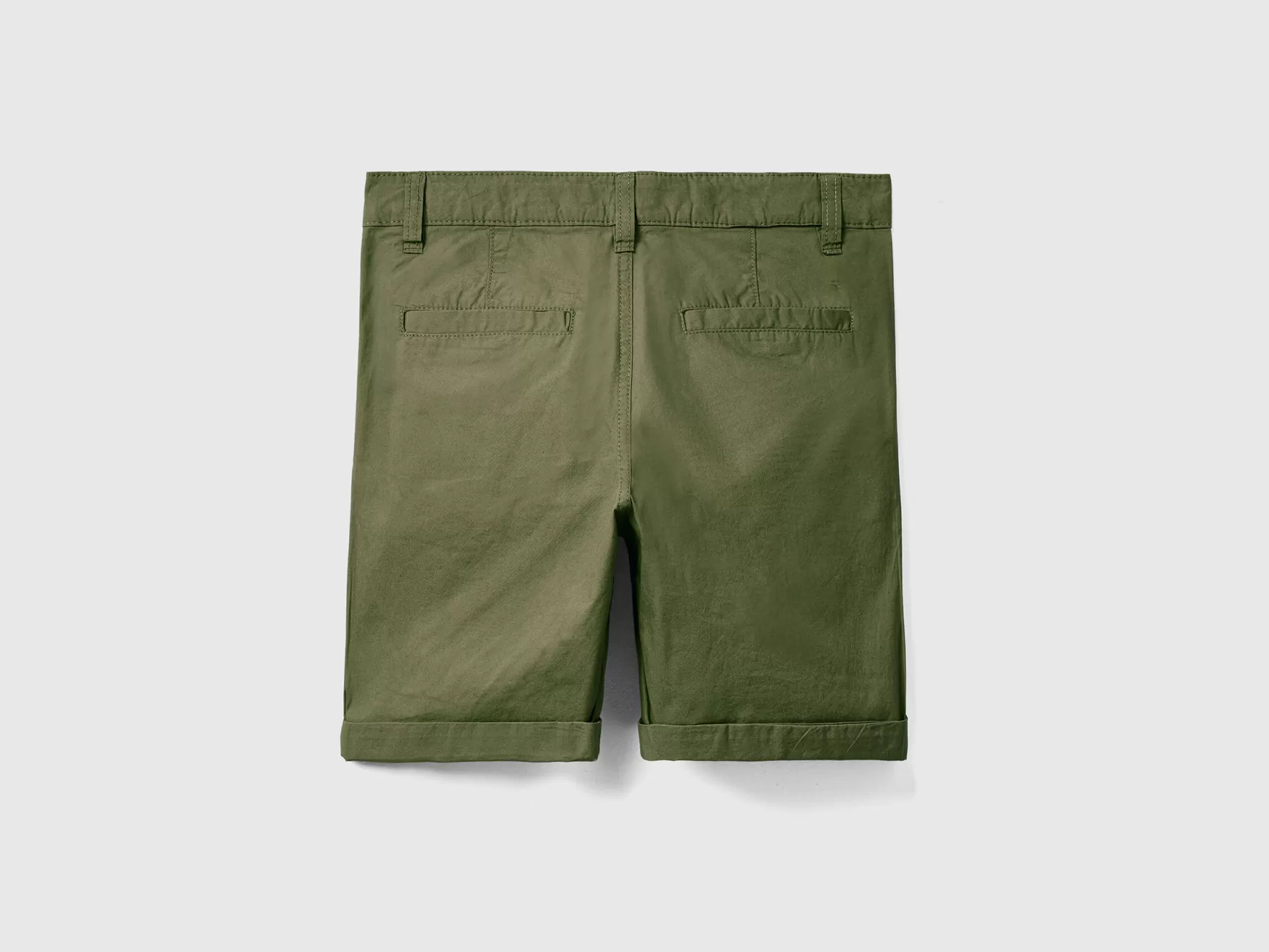 Benetton Bermuda In Puro Cotone Verde Militare Flash Sale