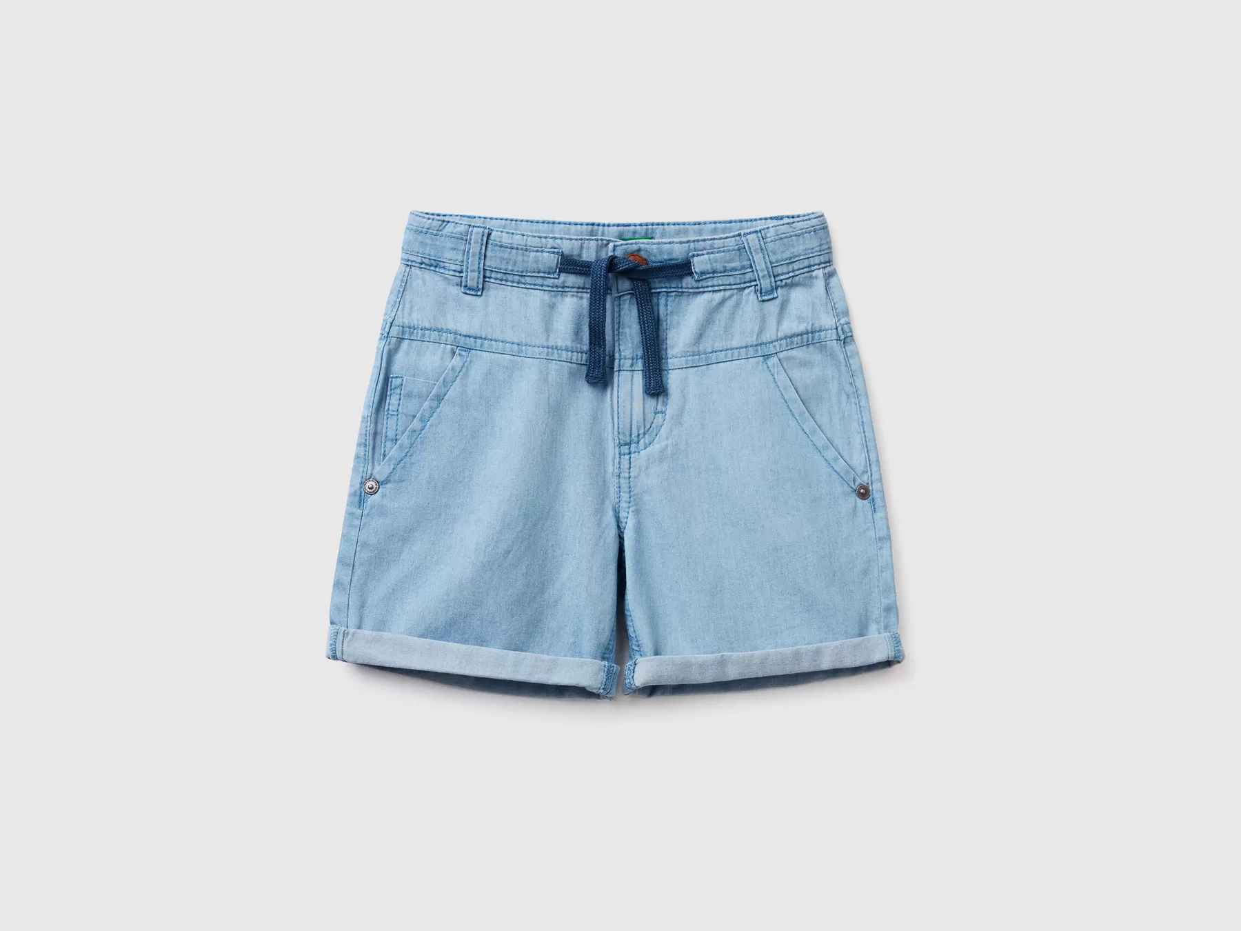 Benetton Bermuda Leggeri In Chambray Celeste Best