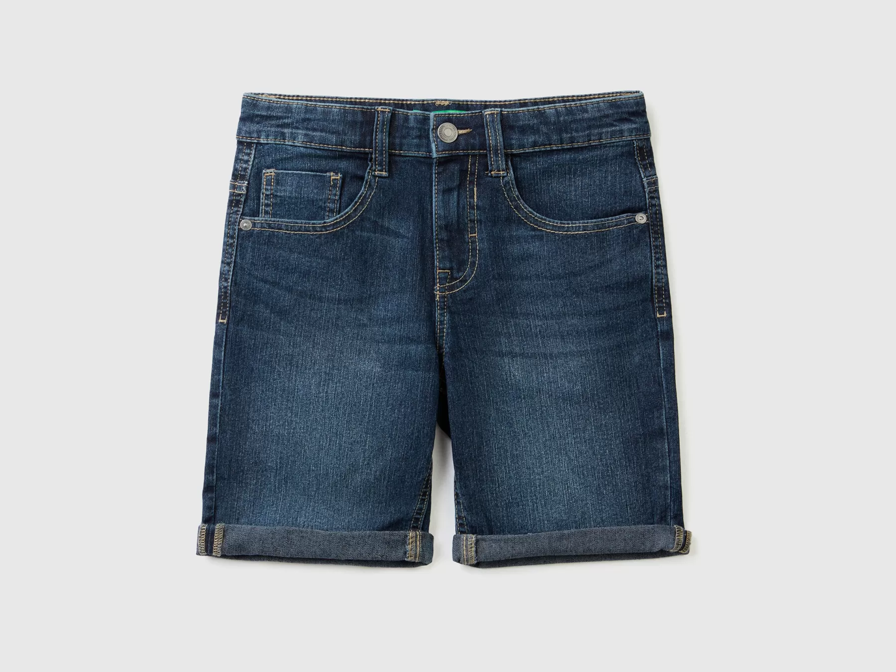 Benetton Bermuda Slim Fit In Denim "Eco-Recycle" Blu Scuro Best Sale