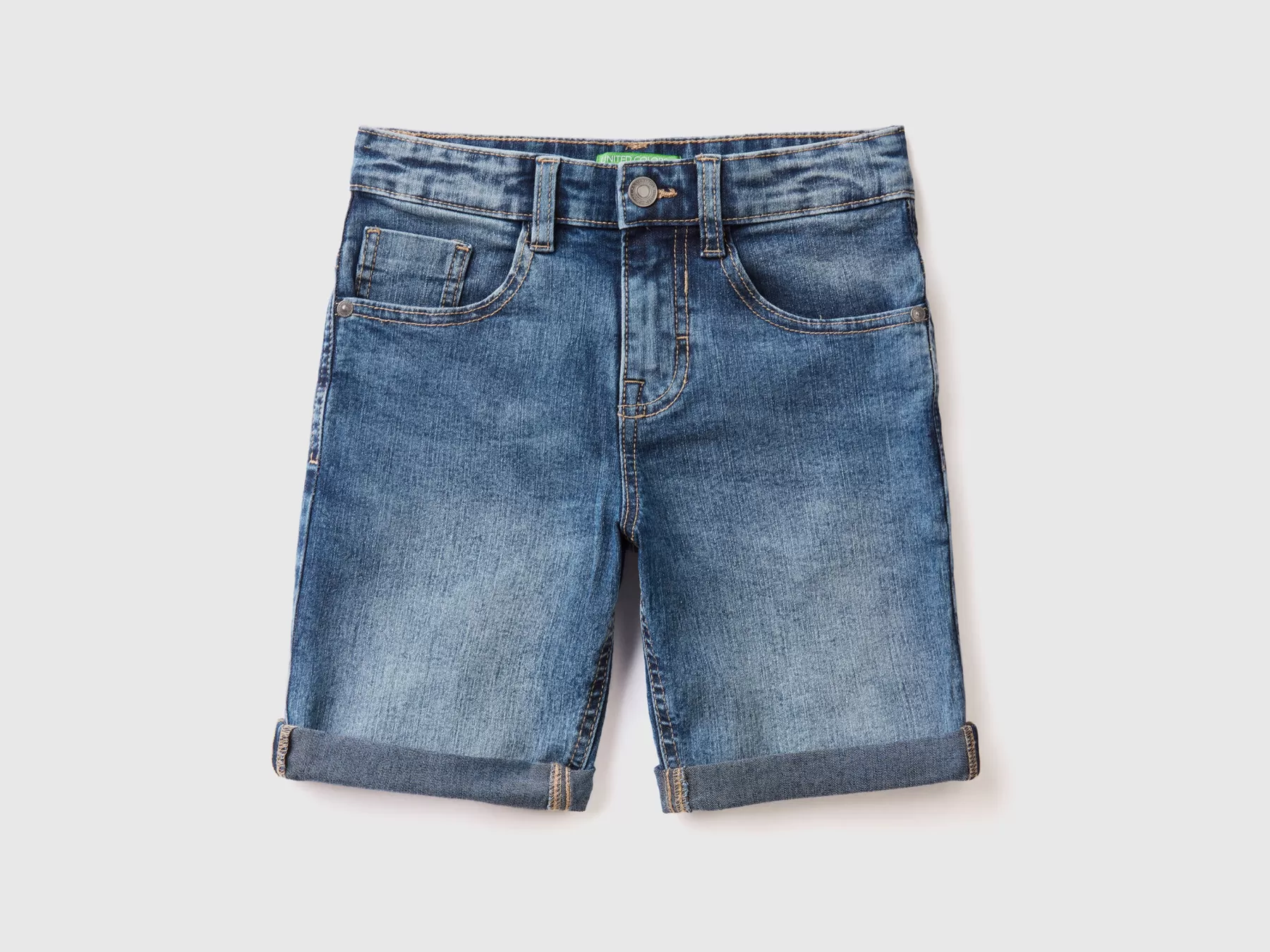 Benetton Bermuda Slim Fit In Denim "Eco-Recycle" Blu Shop