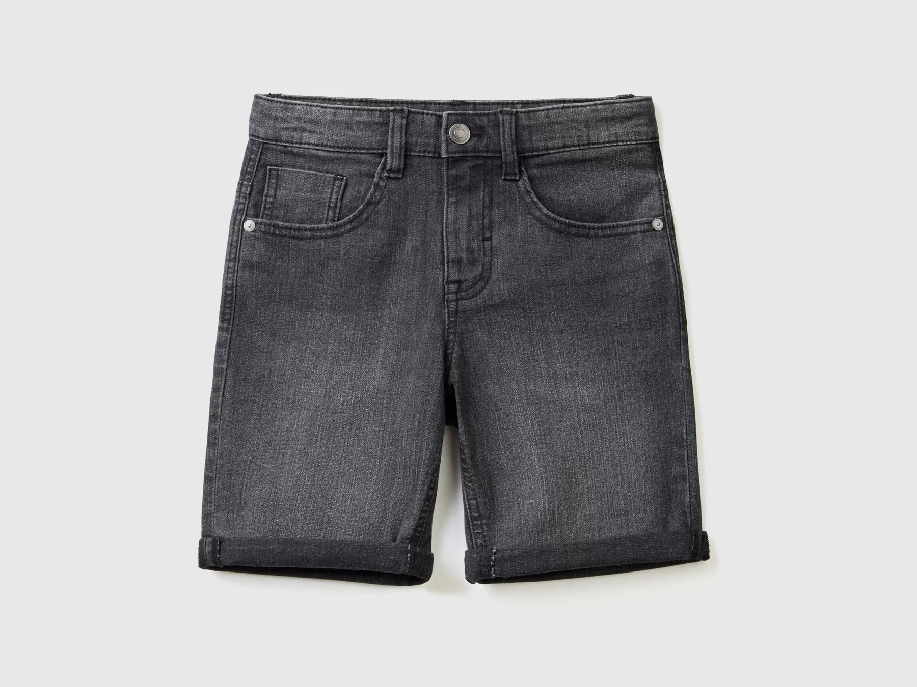 Benetton Bermuda Slim Fit In Denim "Eco-Recycle" Nero Clearance