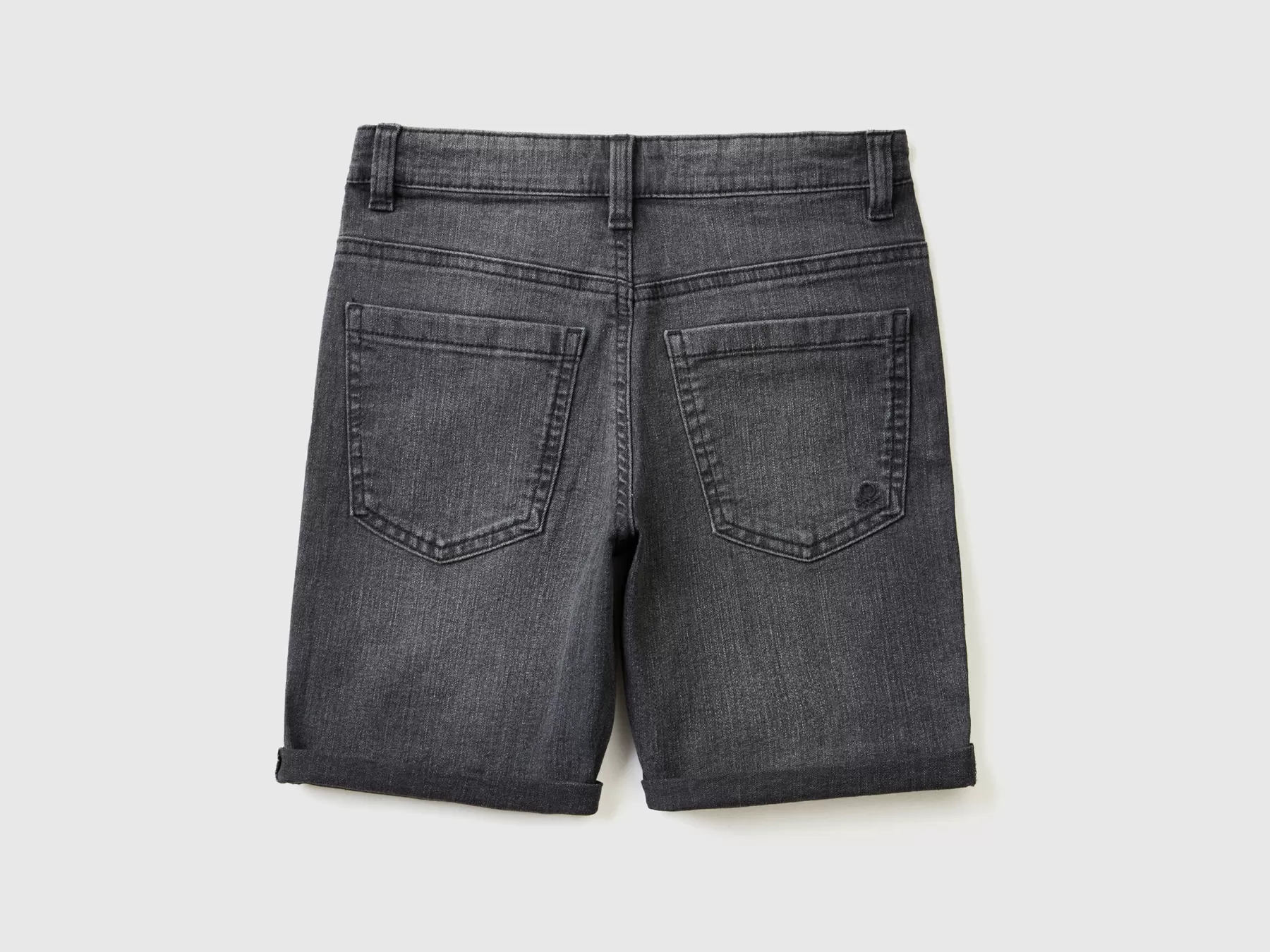 Benetton Bermuda Slim Fit In Denim "Eco-Recycle" Nero Clearance