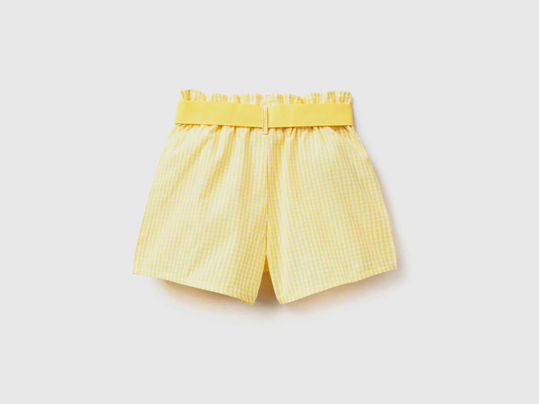 Benetton Bermuda Vichy Con Cinturina Giallo Online