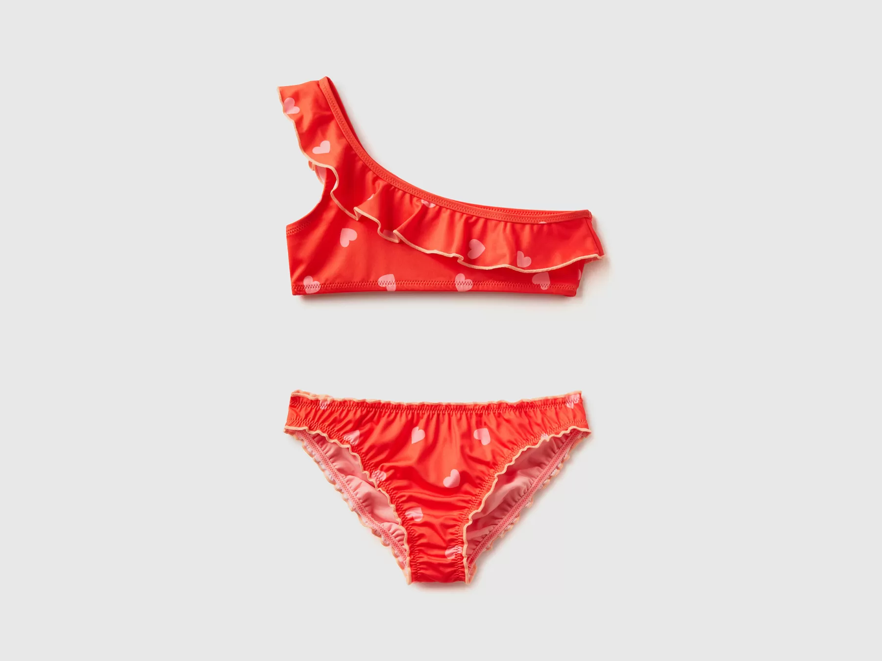 Benetton Bikini Mare Monospalla A Cuori Rosso Hot